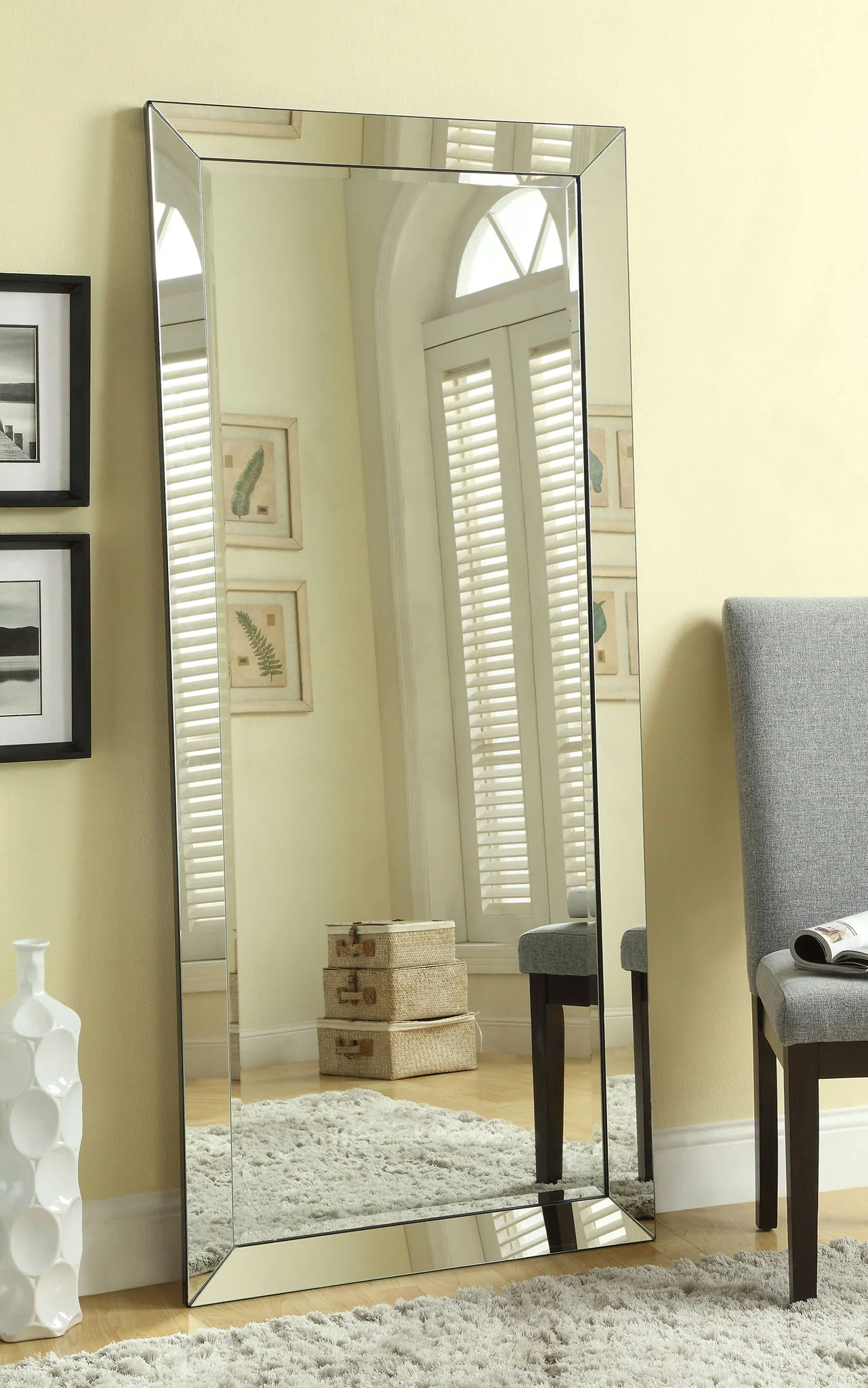 Barnett 30 x 70 Inch Full Length Floor or Wall Mirror Silver - Image 3
