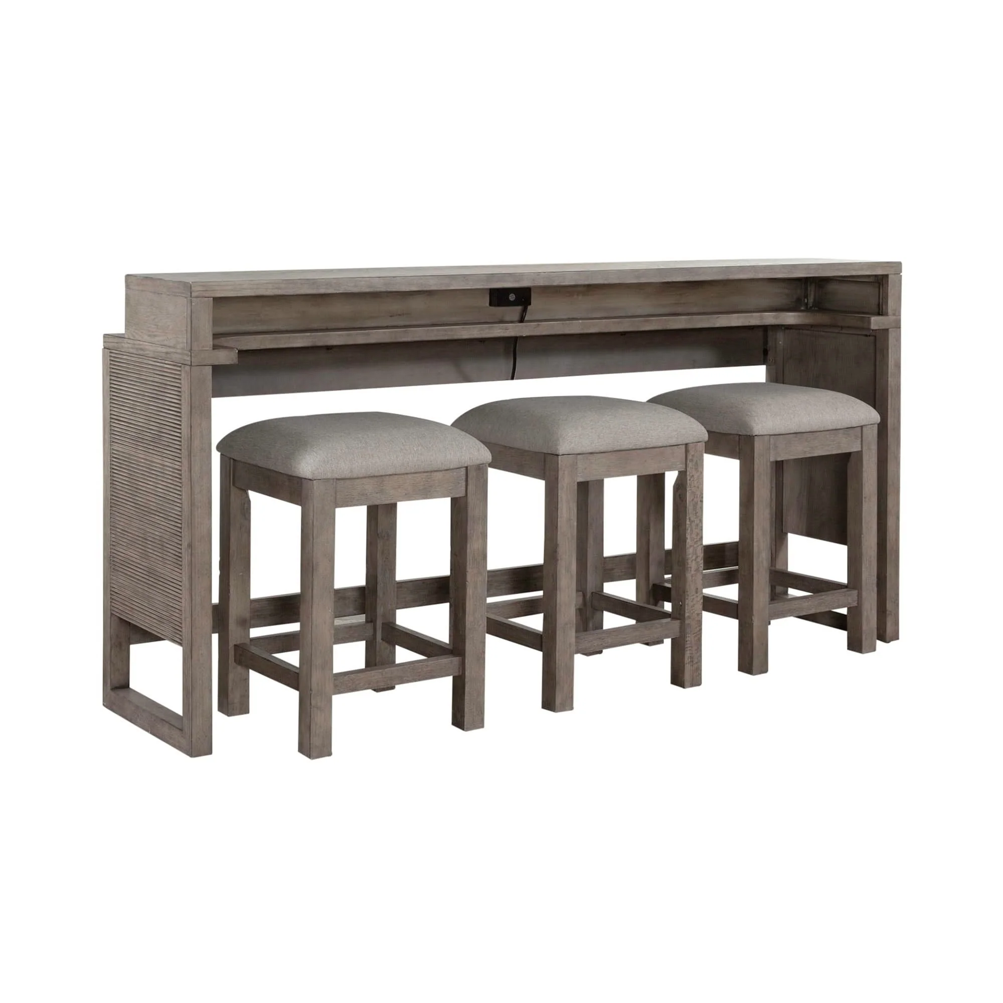 Bartlett Field - 4 Piece Living Room Set (Console Bar Table & 3 Console Stools) - Dusty Taupe