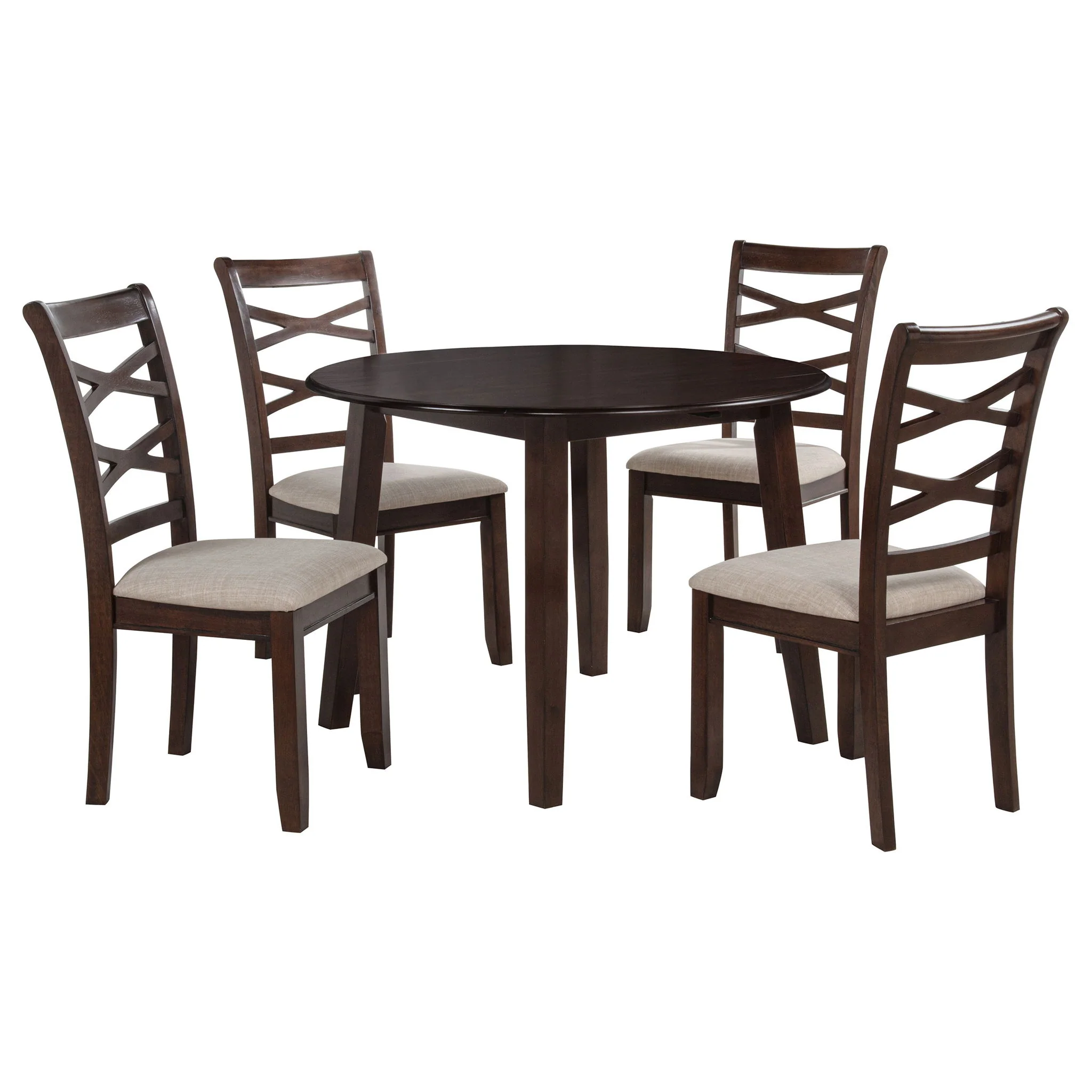 Barton 5-piece Round Wood Dining Table Set Dark Brown - Image 2