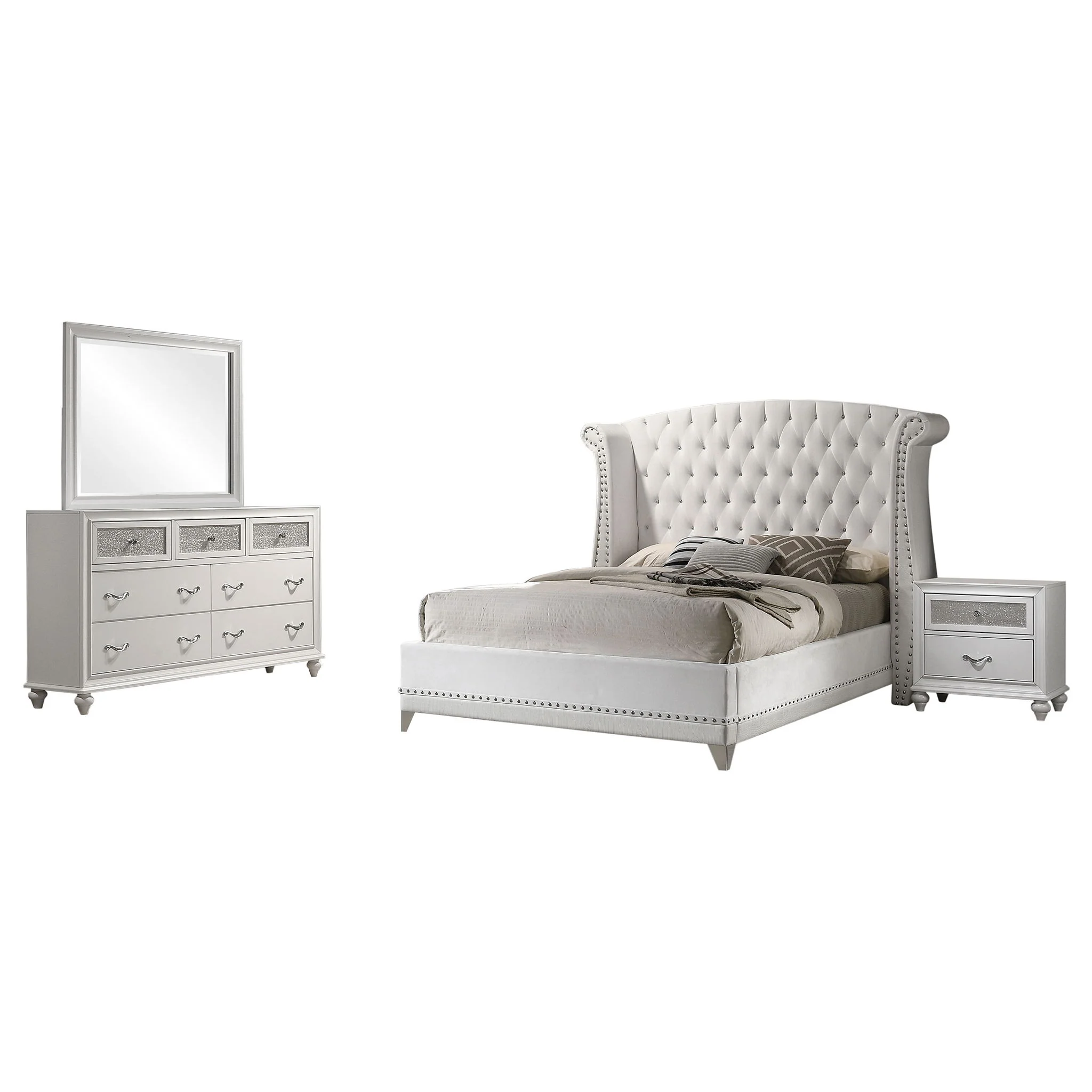 Barzini 4-piece California King Bedroom Set White - Image 4