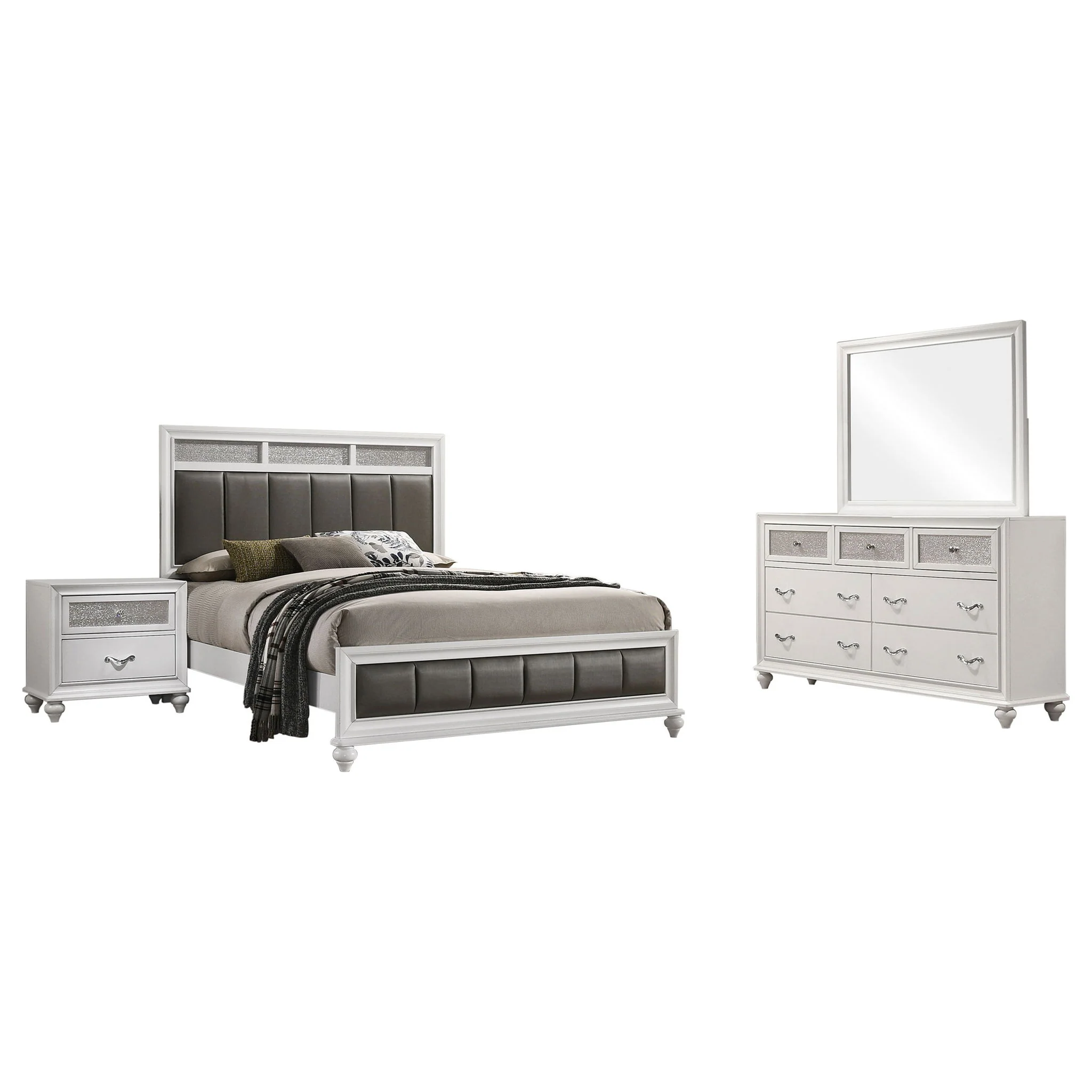 Barzini 4-piece California King Bedroom Set White - Image 3