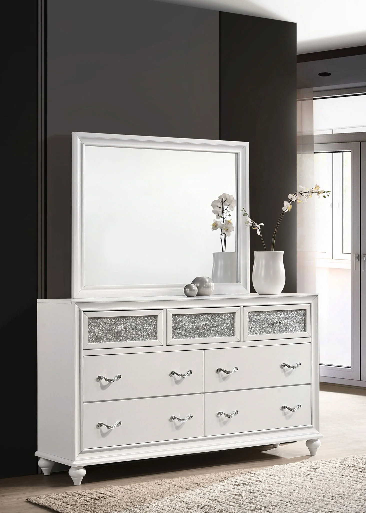 Barzini 7-drawer Dresser with Mirror White - Image 4