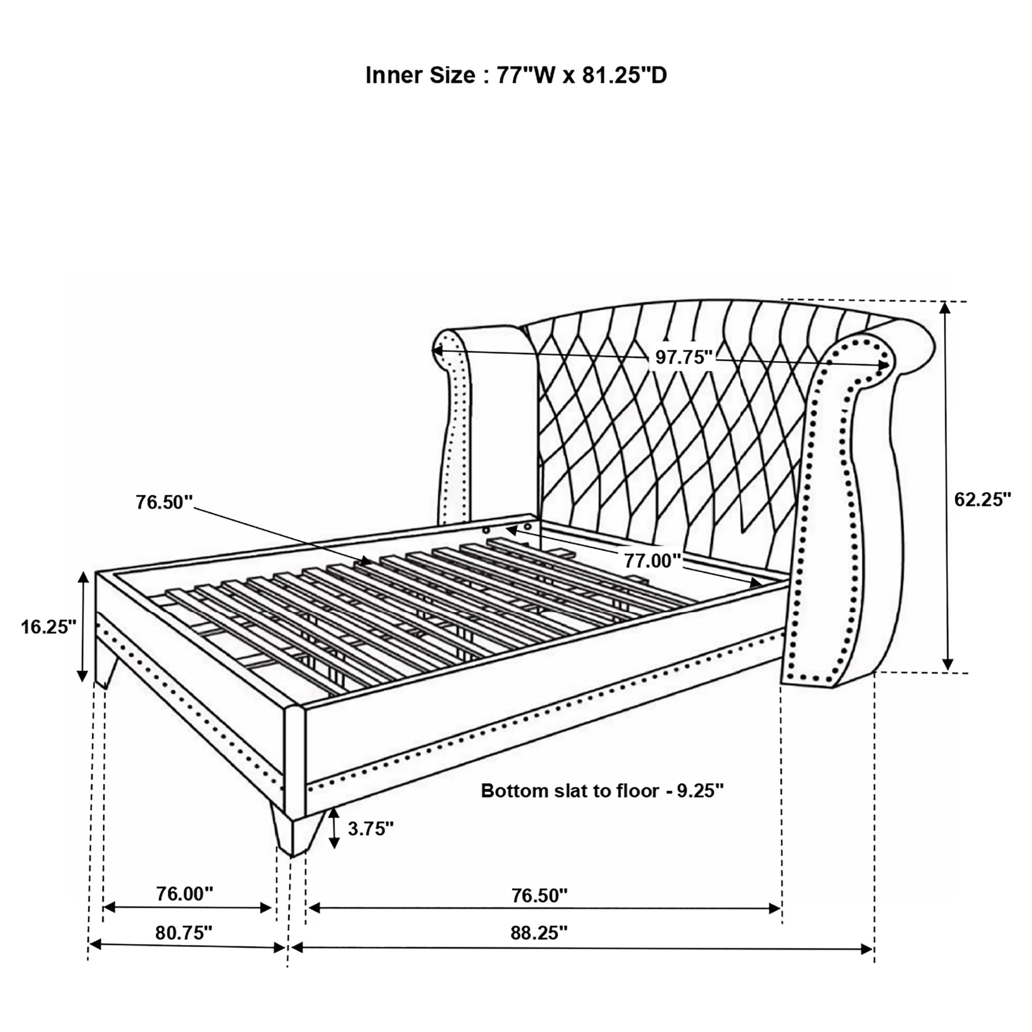 Barzini Upholstered Eastern King Wingback Bed White - Image 2
