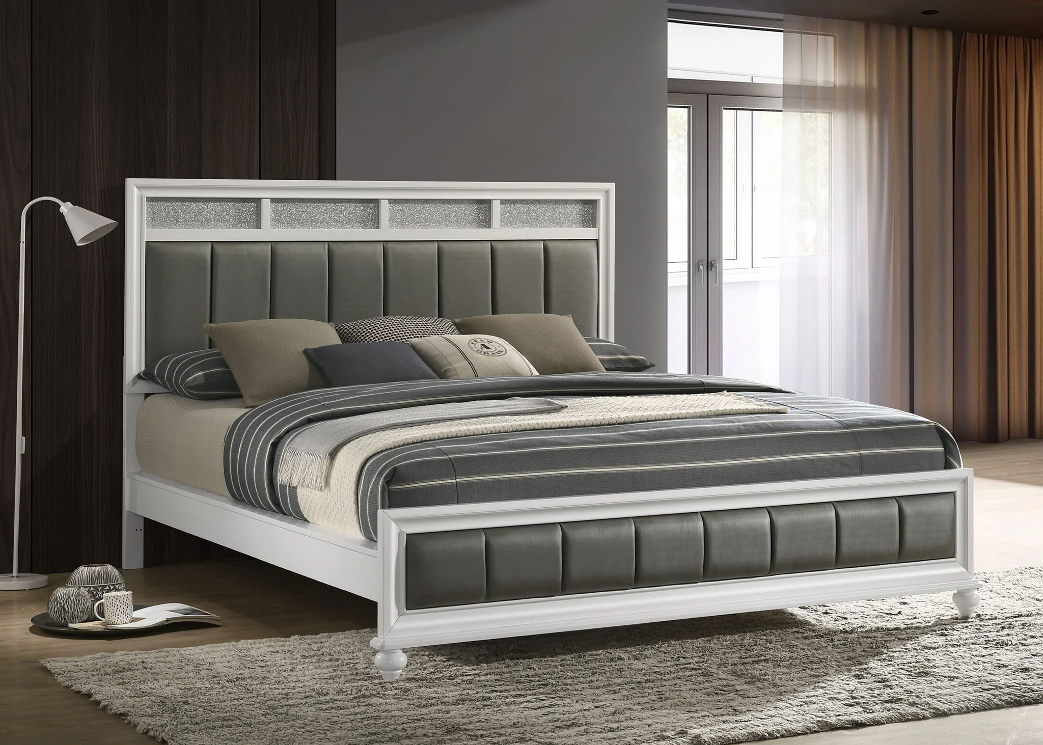 Barzini Wood California King Panel Bed White - Image 2