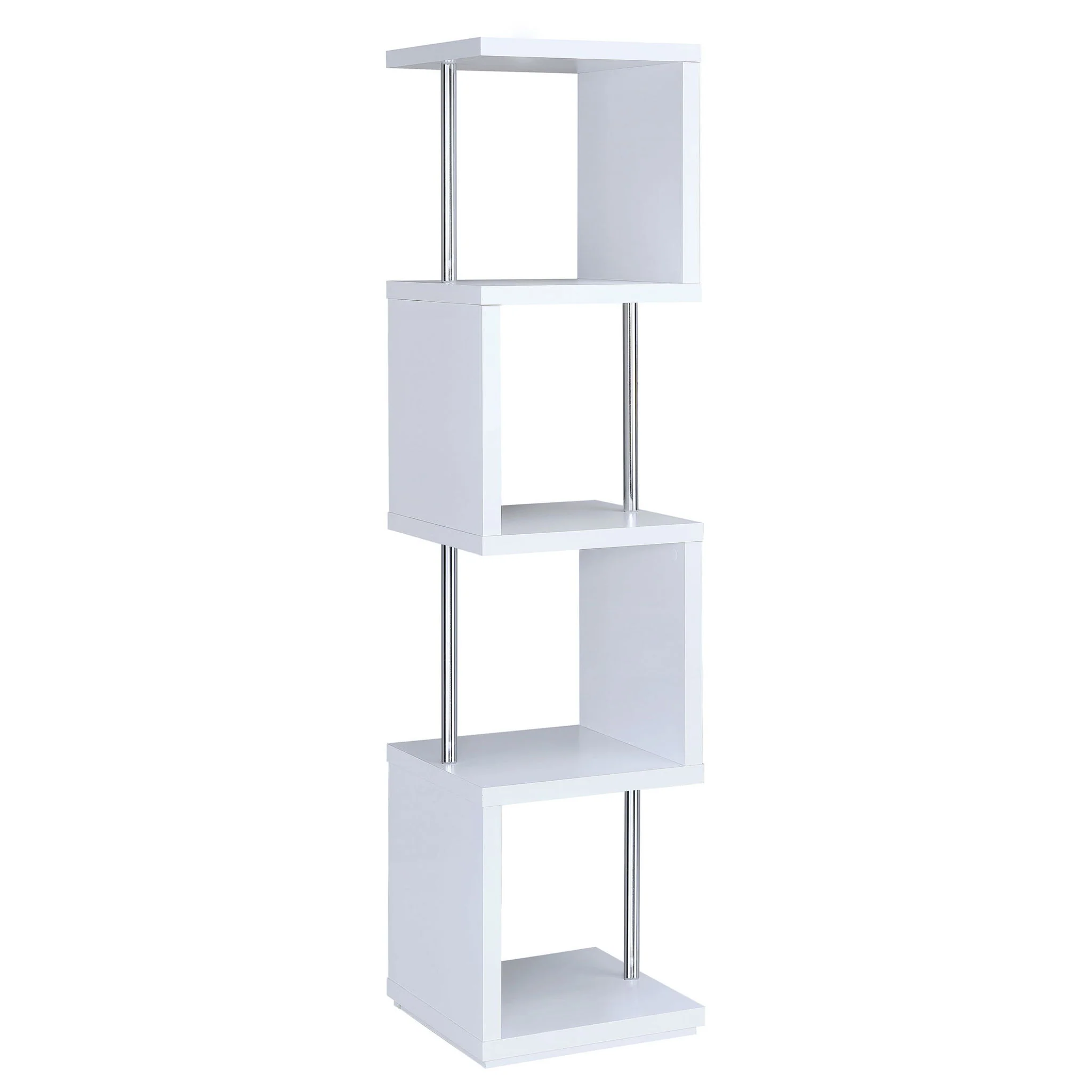Baxter 67-inch 4-shelf Bookshelf White and Chrome - Image 4