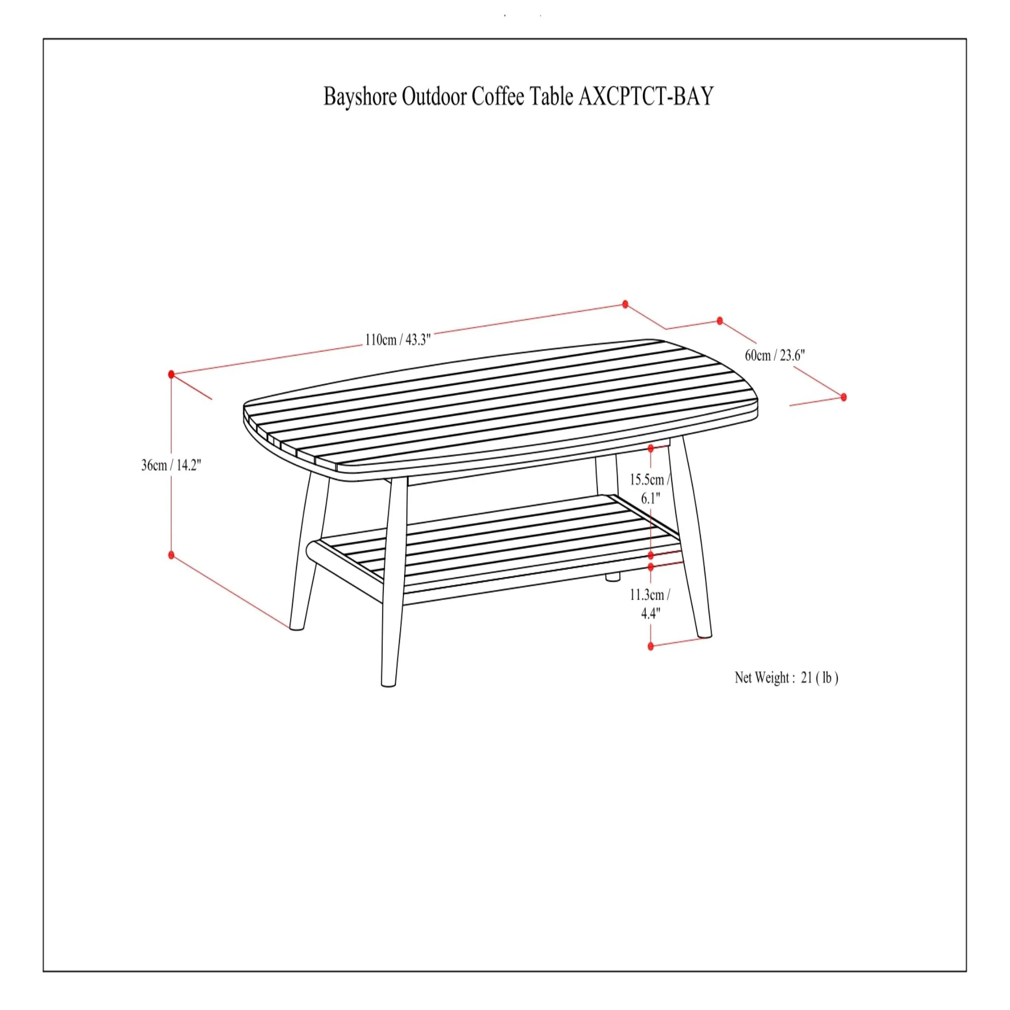 Bayshore - Outdoor Coffee Table - Light Teak - Image 4