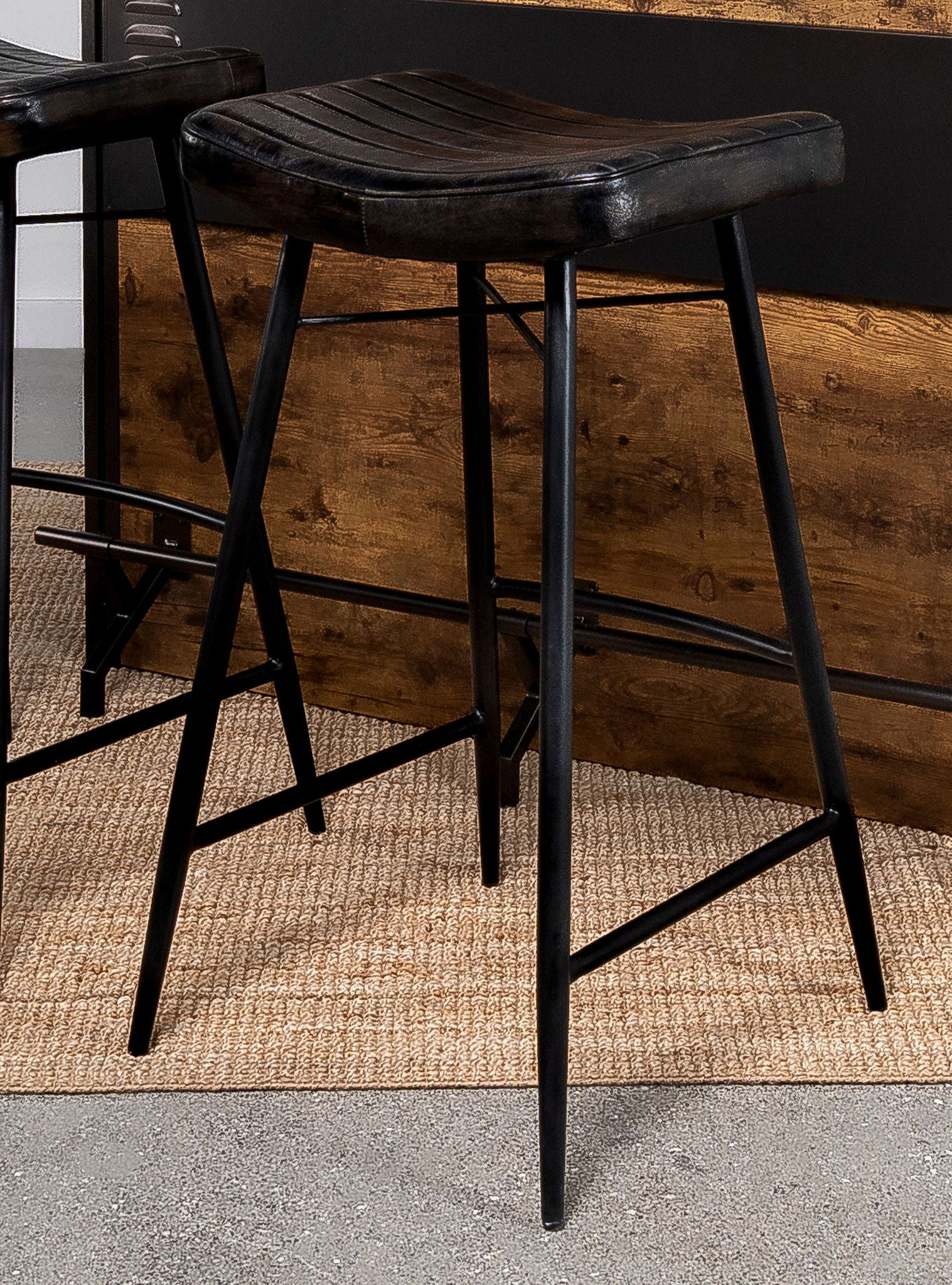 Bayu Leather Upholstered Bar Stool Espresso (Set of 2) - Image 2