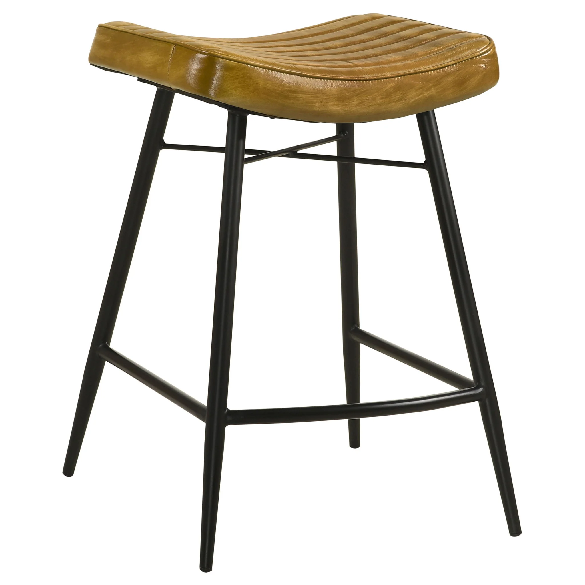 Bayu Leather Upholstered Counter Stool Camel (Set of 2) - Image 3