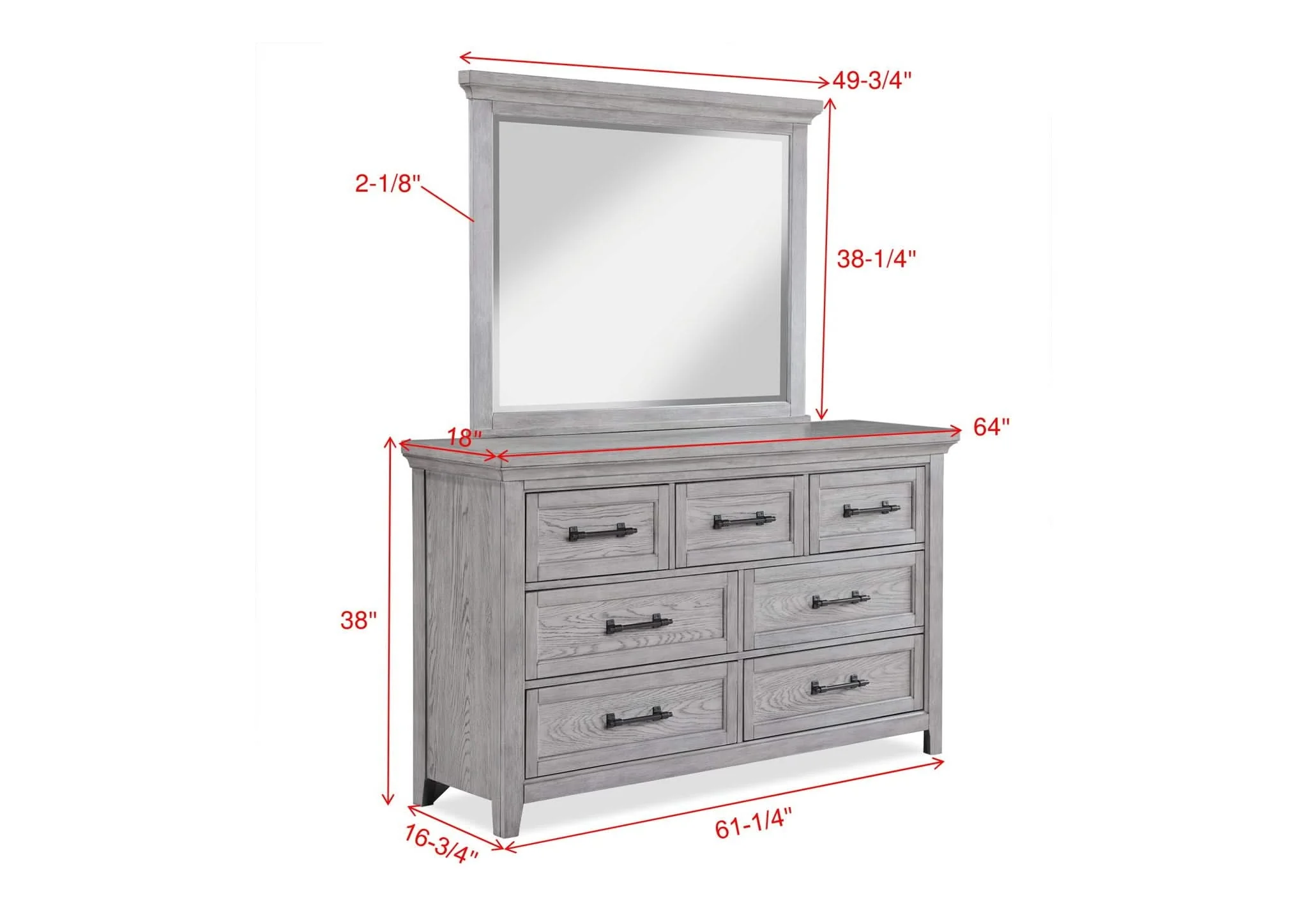 Beckett - Dresser & Mirror - Greige - Image 2