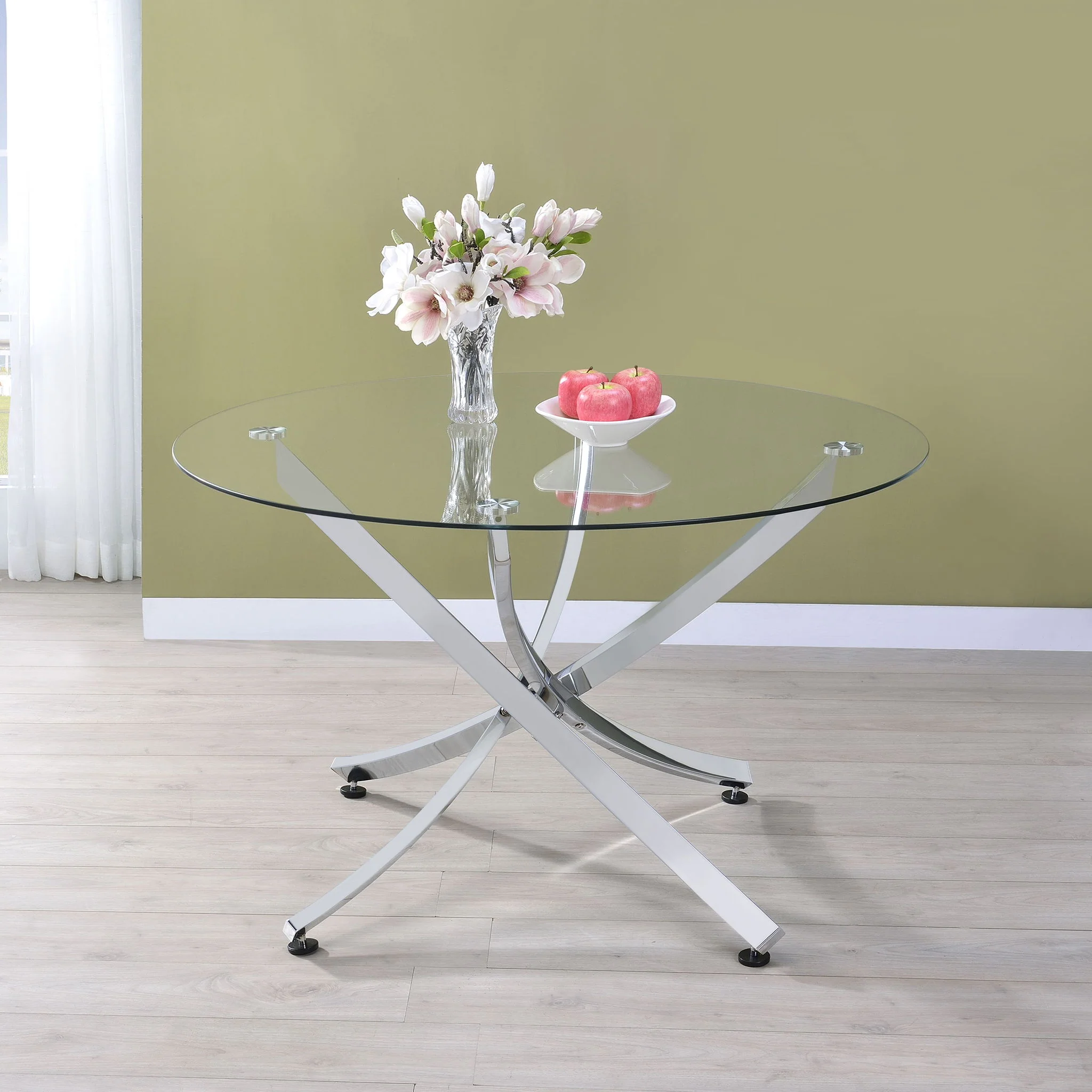 Beckham Round 46-inch Glass Top Dining Table Chrome - Image 2