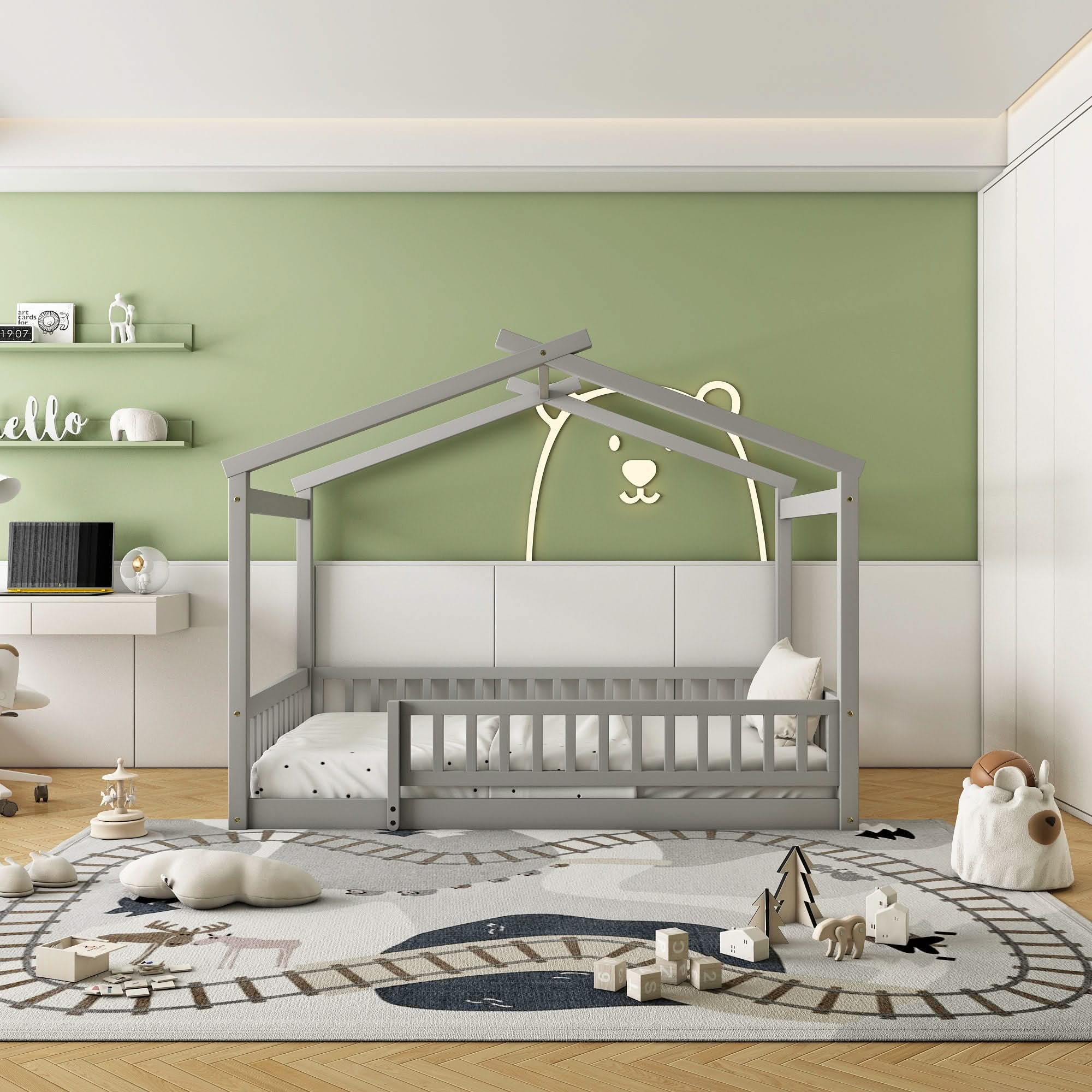 Bed House Bed Frame With Fence - Image 11