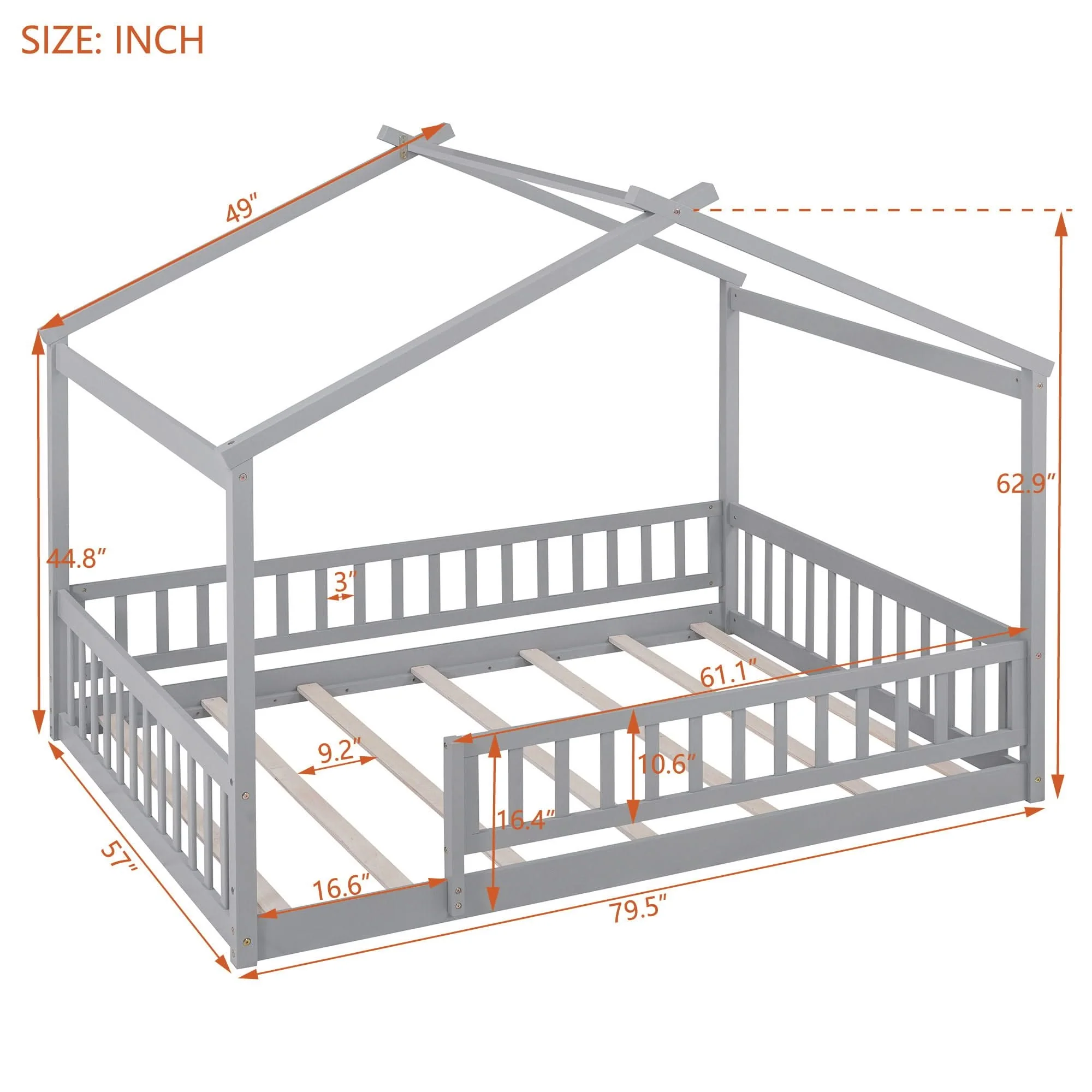 Bed House Bed Frame With Fence - Image 12