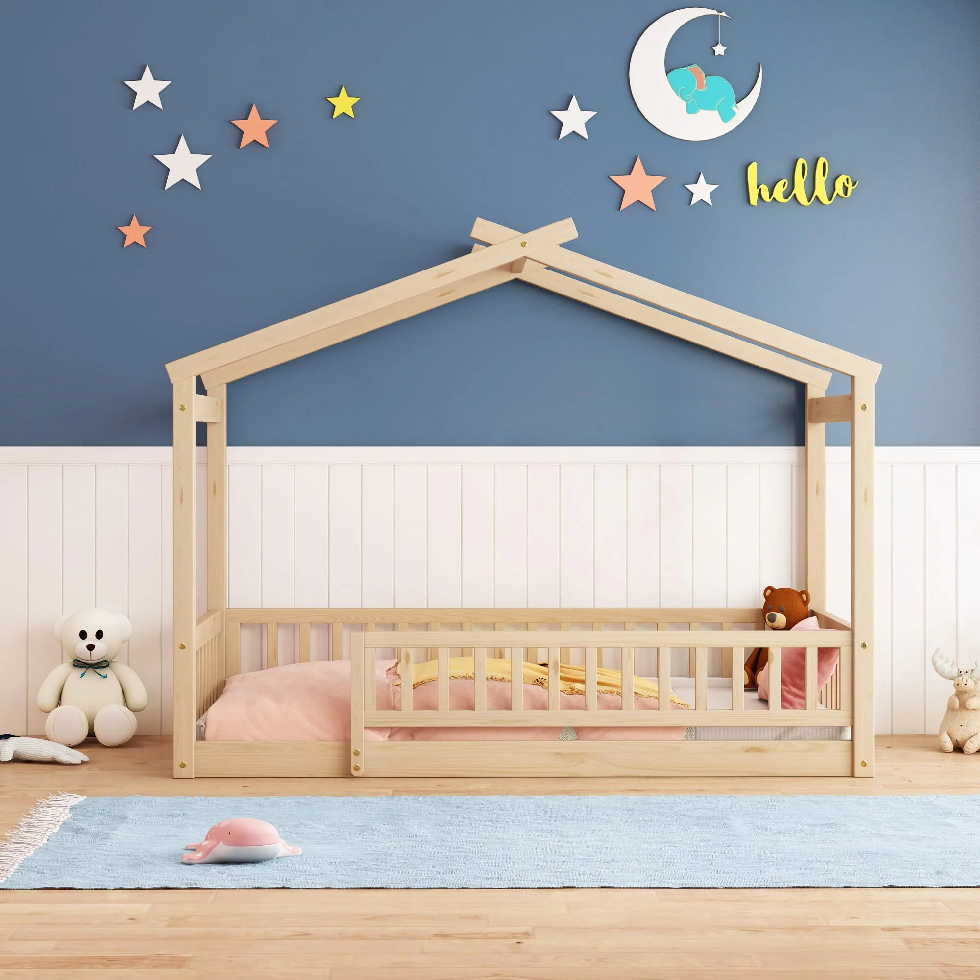 Bed House Bed Frame With Fence - Image 15