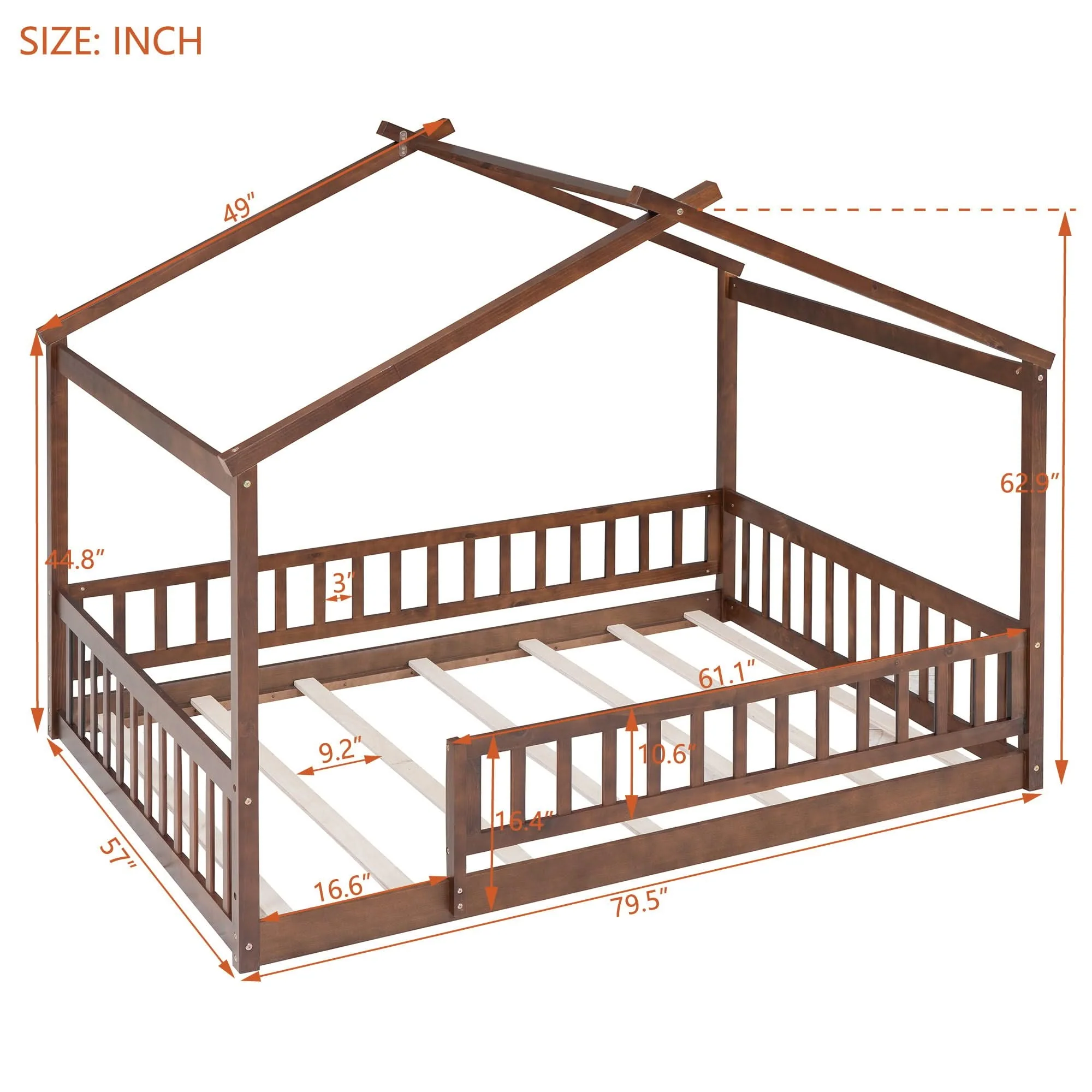 Bed House Bed Frame With Fence - Image 26
