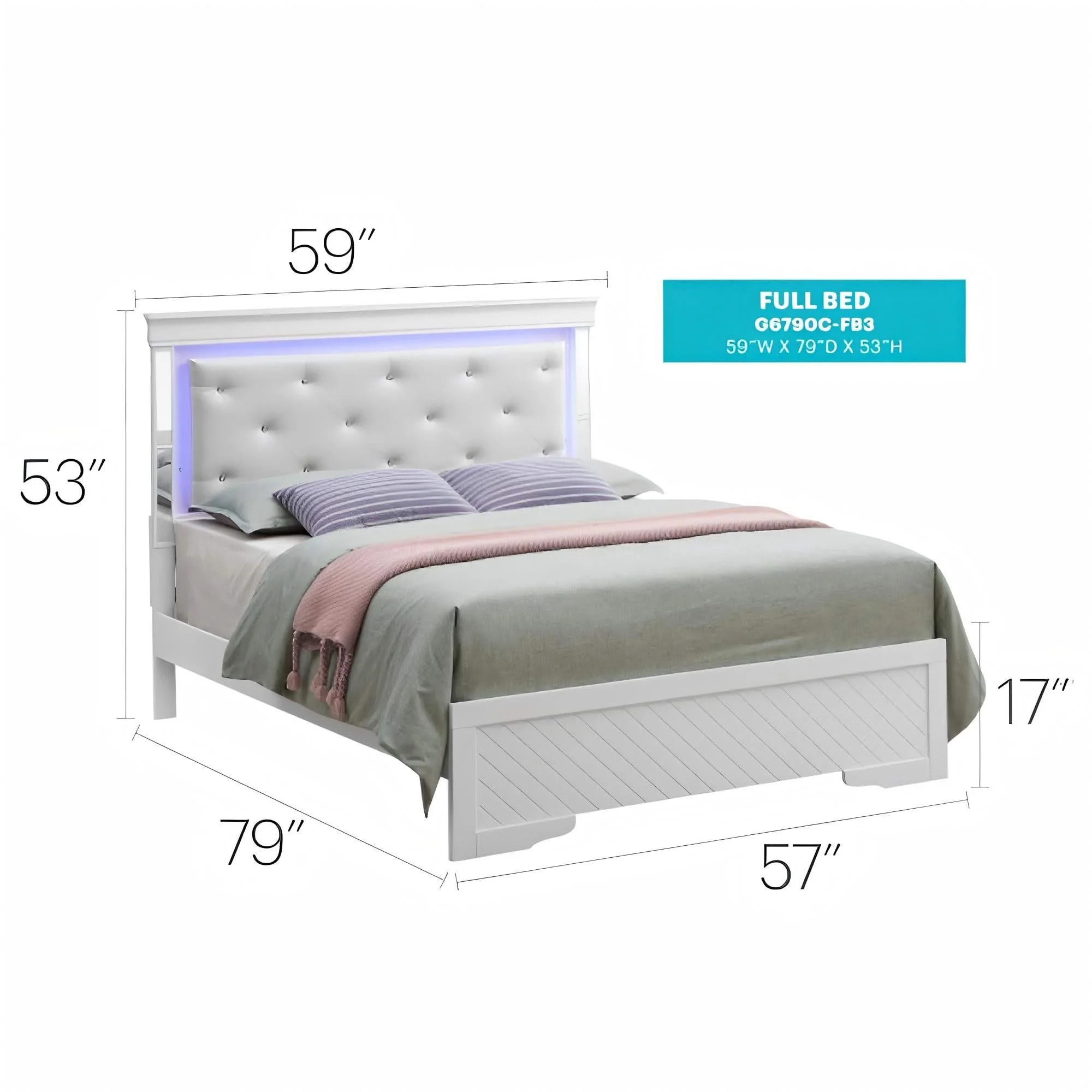 Bed With LED Light Accents Headboard - Image 4