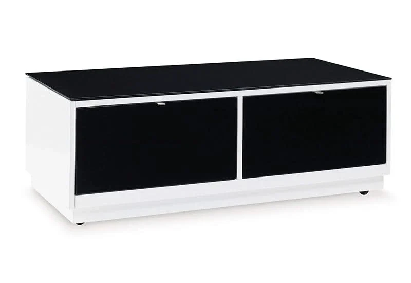 Belize Black & White Modern Glass Rectangular Coffee Table - Image 3