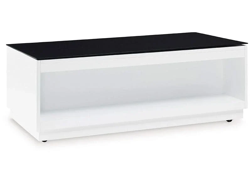 Belize Black & White Modern Glass Rectangular Coffee Table - Image 4