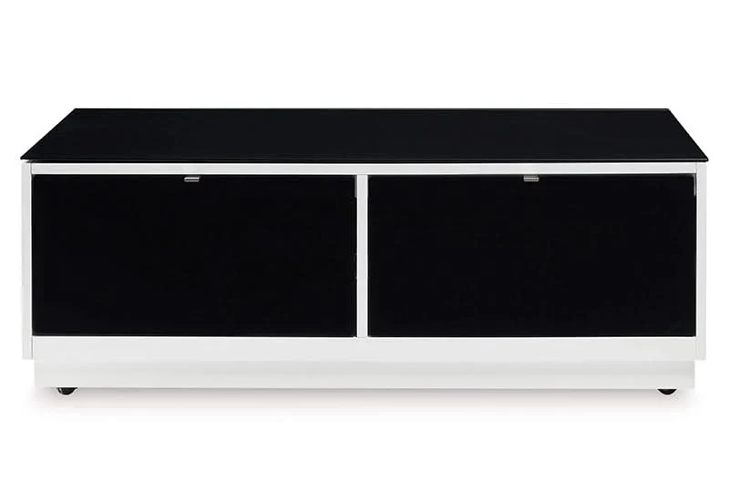 Belize Black & White Modern Glass Rectangular Coffee Table - Image 6