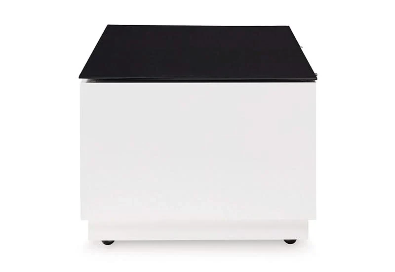 Belize Black & White Modern Glass Rectangular Coffee Table - Image 9