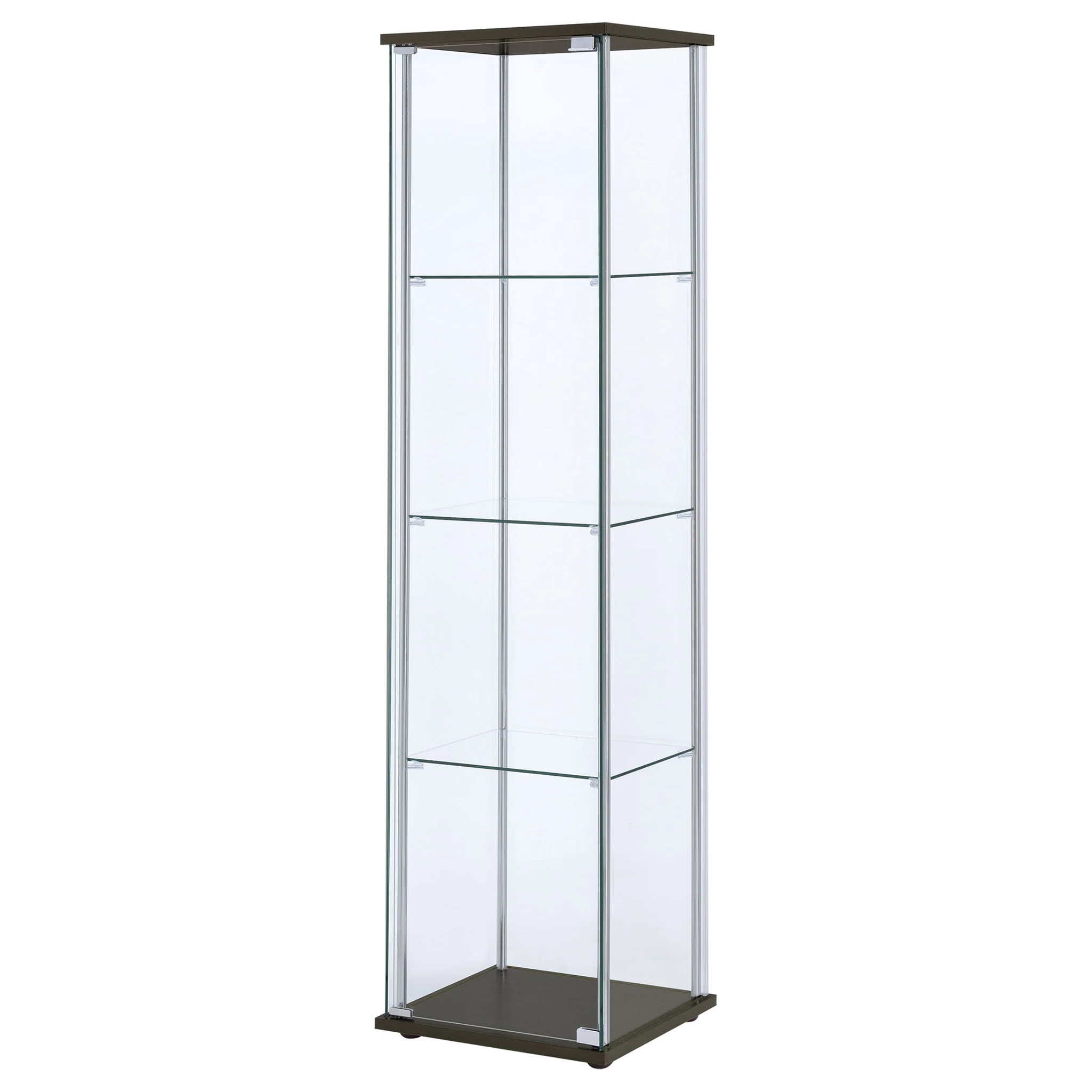 Bellatrix 3-shelf Clear Glass Curio Cabinet Cappuccino - Image 3