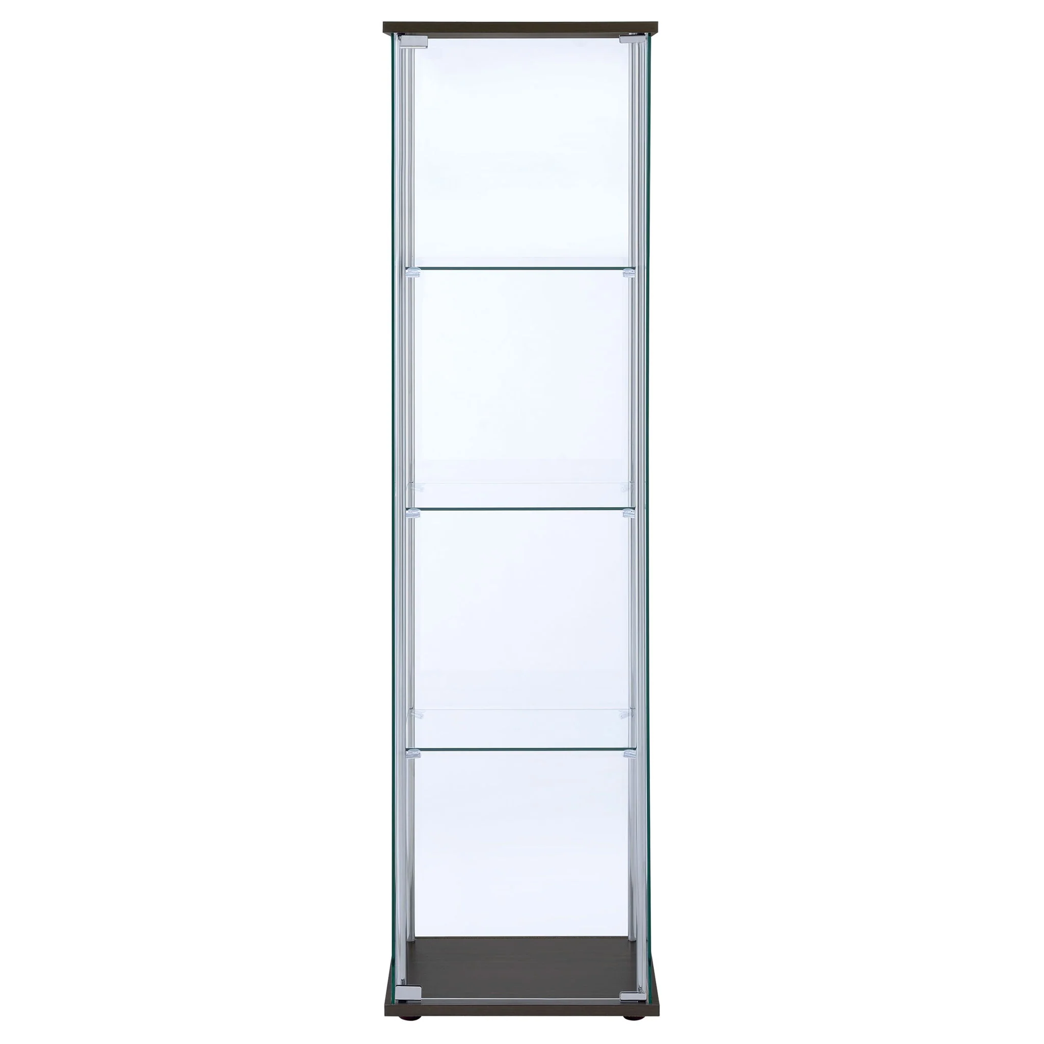 Bellatrix 3-shelf Clear Glass Curio Cabinet Cappuccino - Image 4