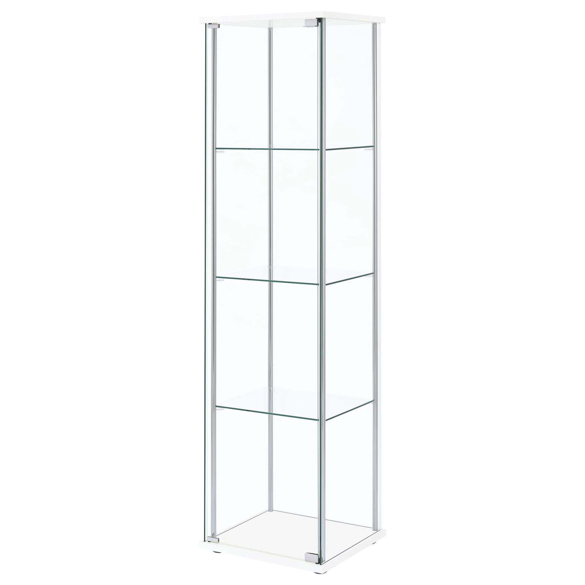 Bellatrix 3-shelf Clear Glass Curio Cabinet White - Image 4