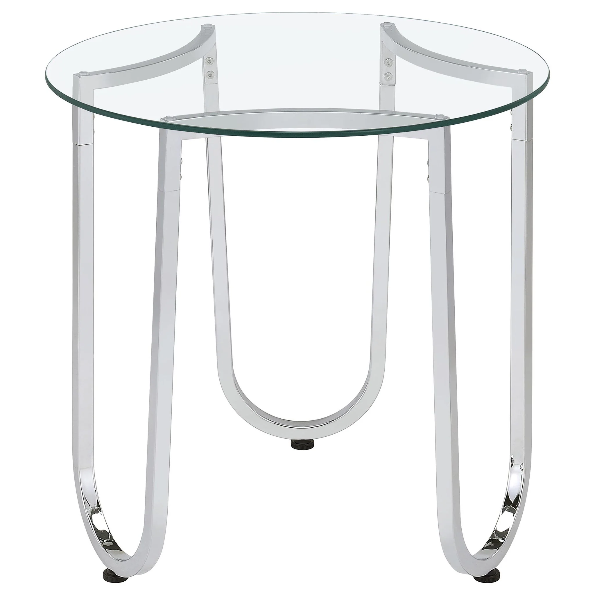 Beller Round Tempered Glass Top End Side Table Chrome - Image 2