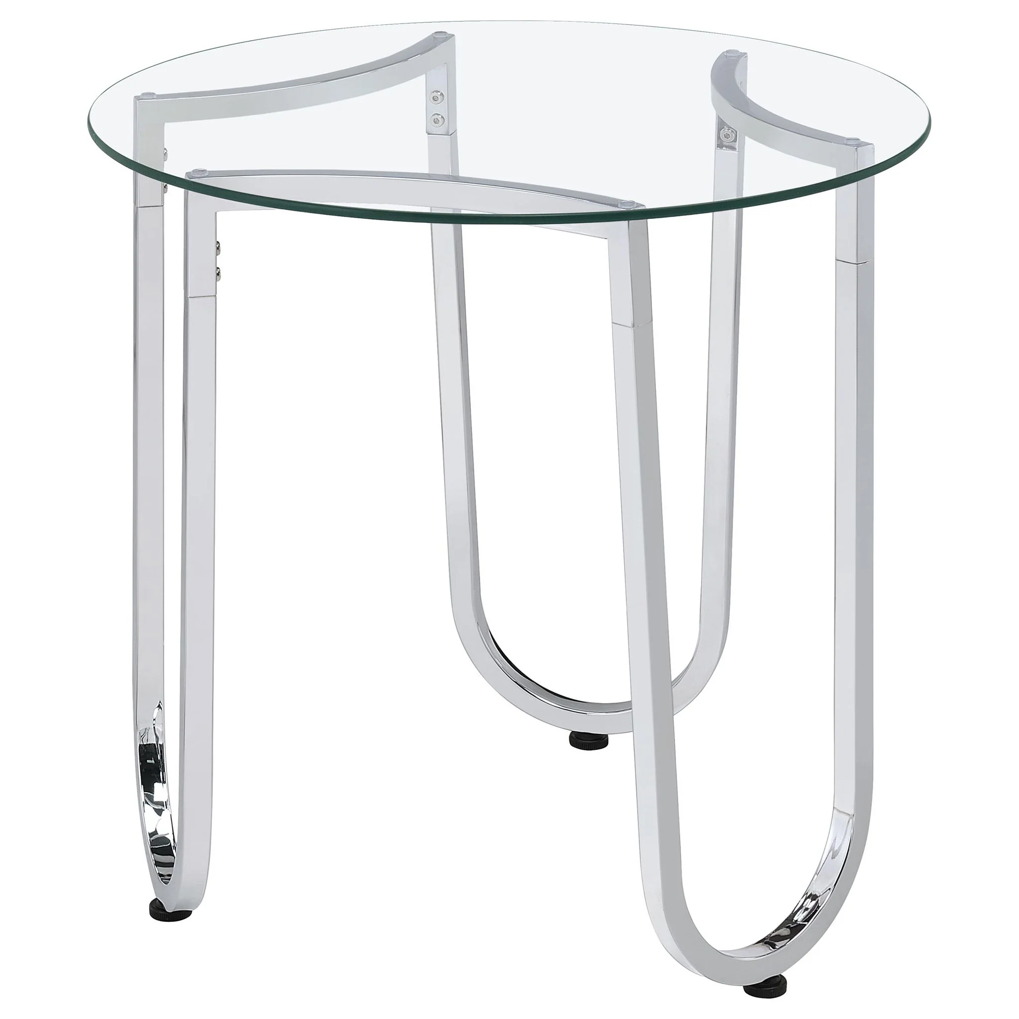 Beller Round Tempered Glass Top End Side Table Chrome - Image 4