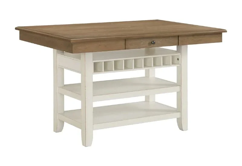 Bellevue Antique White Rectangular Counter Table with Storage Base