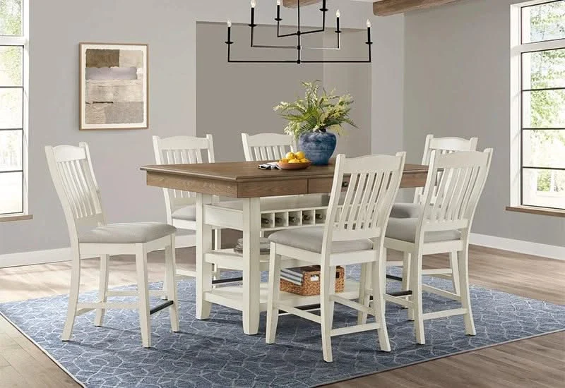 Bellevue Antique White Rectangular Counter Table with Storage Base - Image 6