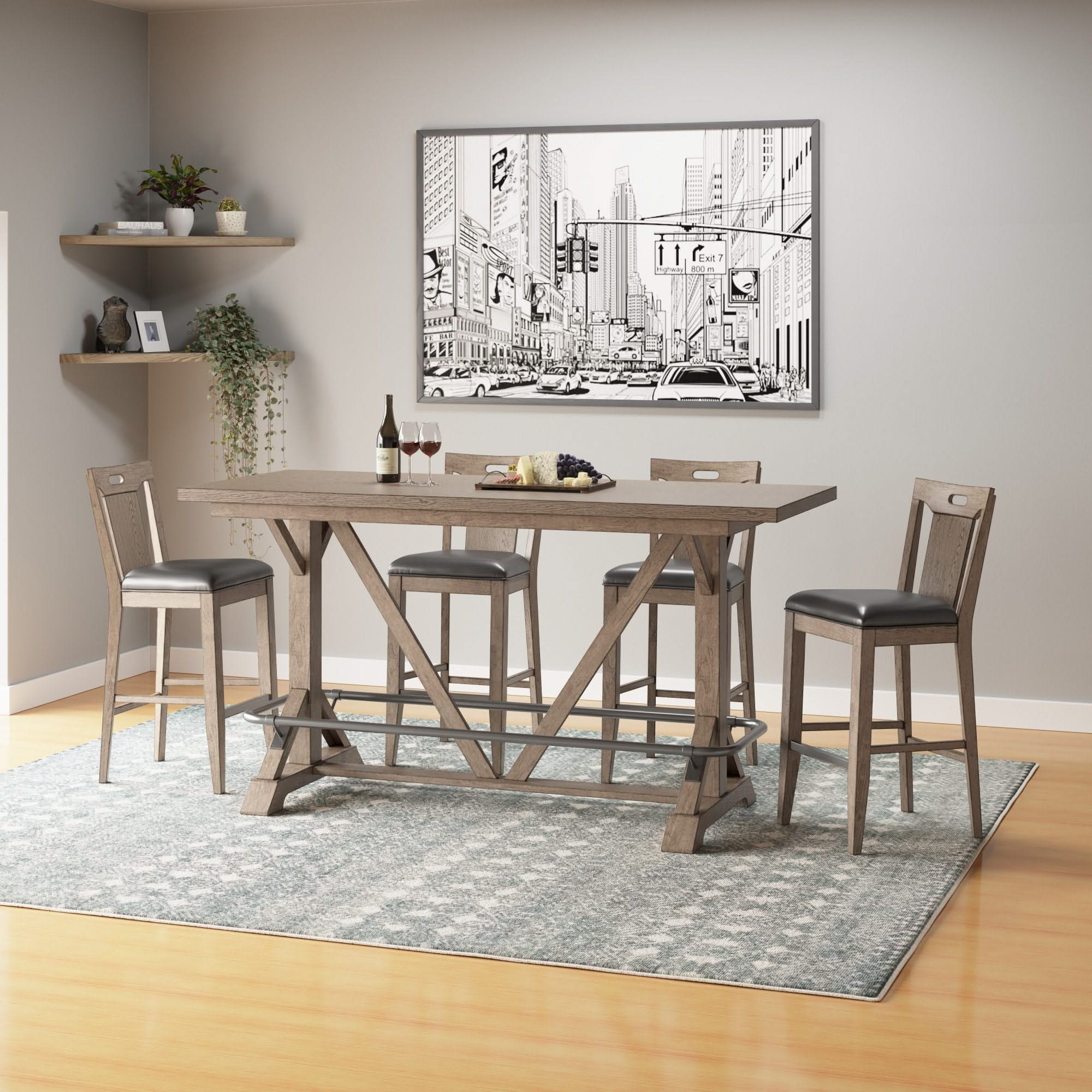 Slat Back Bar Stools (Set of 2) - Brown - Image 3