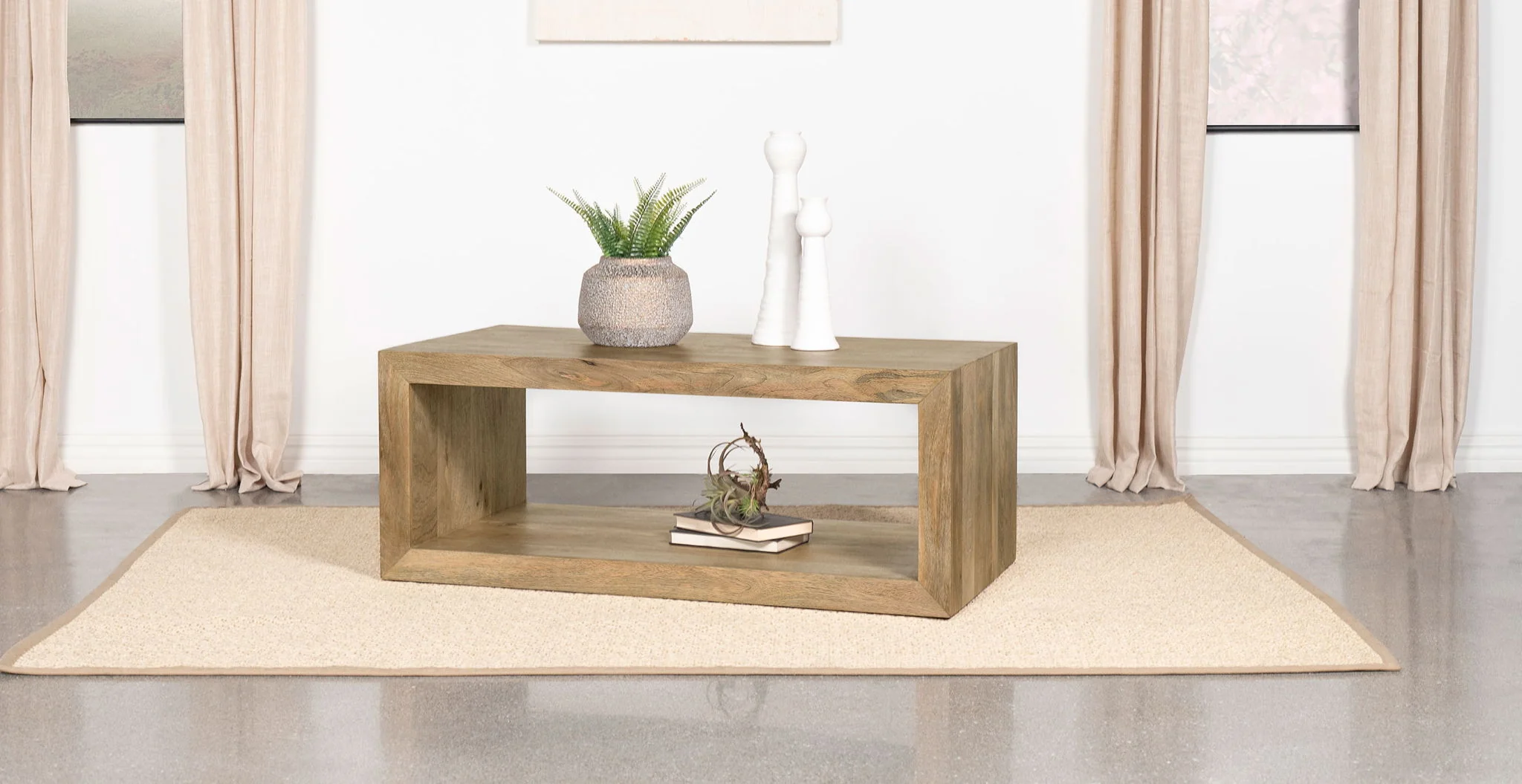 Benton Rectangular Solid Wood Coffee Table Natural - Image 4