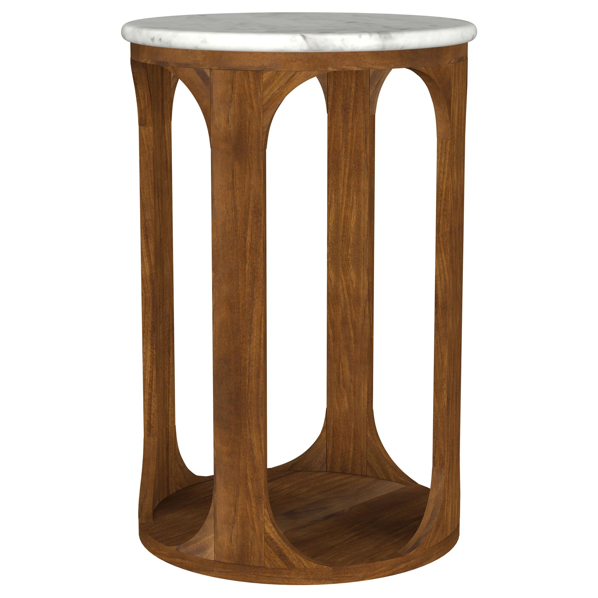 Berkeley Round Marble Top Side Table White and Brown - Image 2