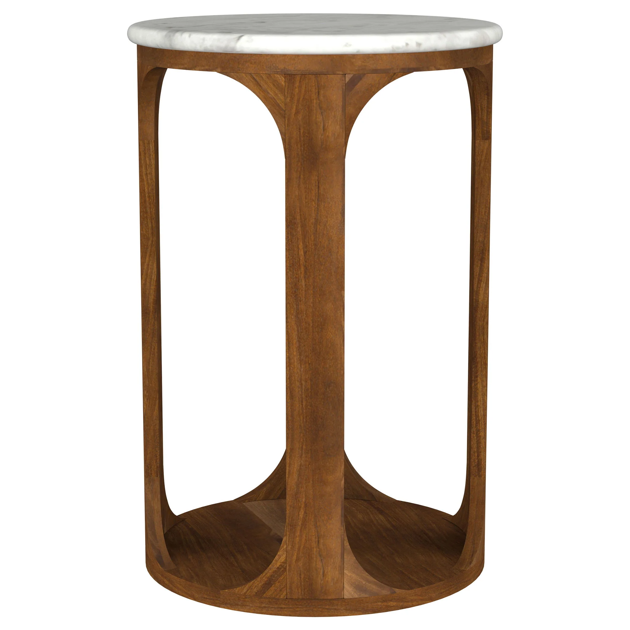 Berkeley Round Marble Top Side Table White and Brown - Image 3