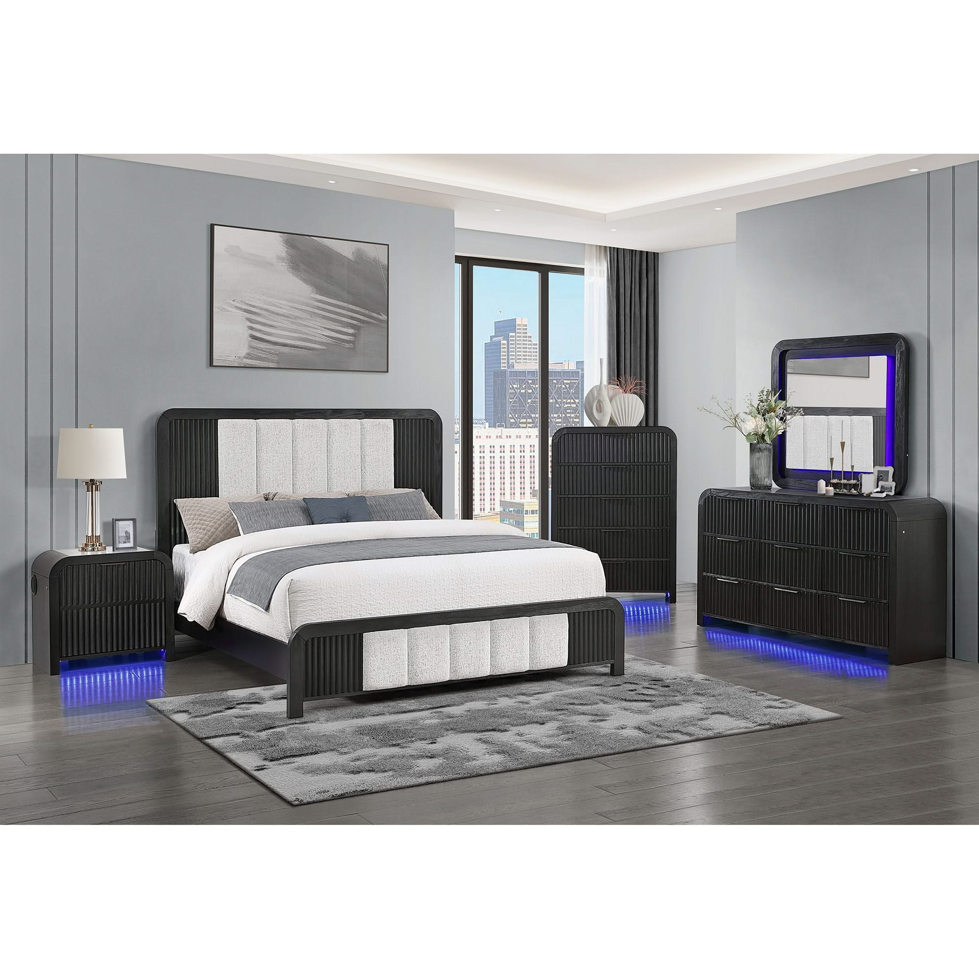 Beverly - Large Scale Wall Mirror For Dresser, Rounded Edges - Black White - Image 3
