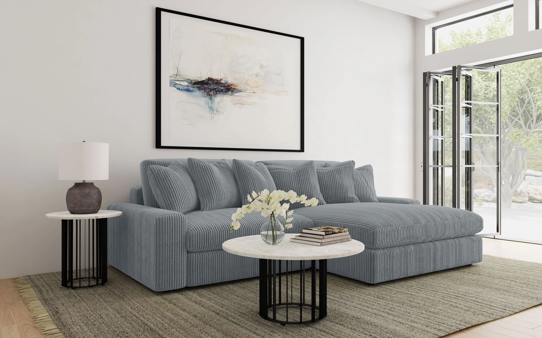Blaine Upholstered Reversible Chaise Sectional Sofa Fog - Image 2