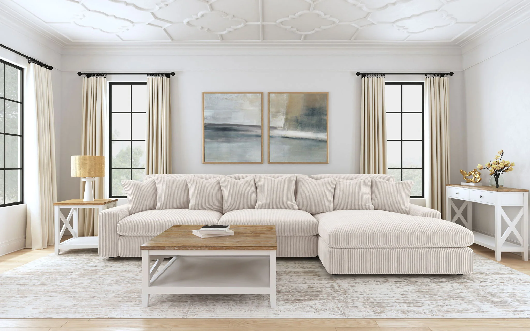Blaine Upholstered Reversible Chaise Sectional Sofa Sand