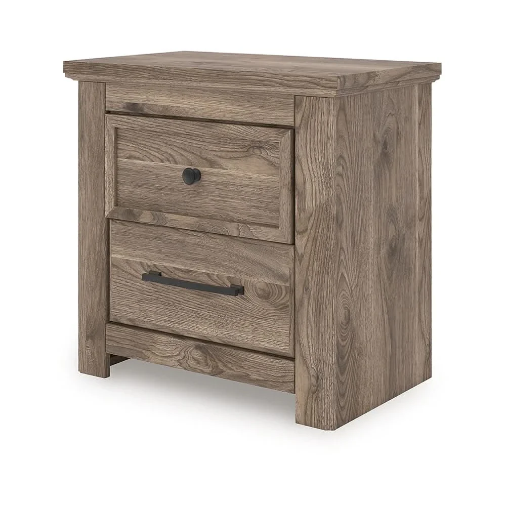 Blake Brown Nightstand with Hickory Grain Finish and USB Charging - Image 3