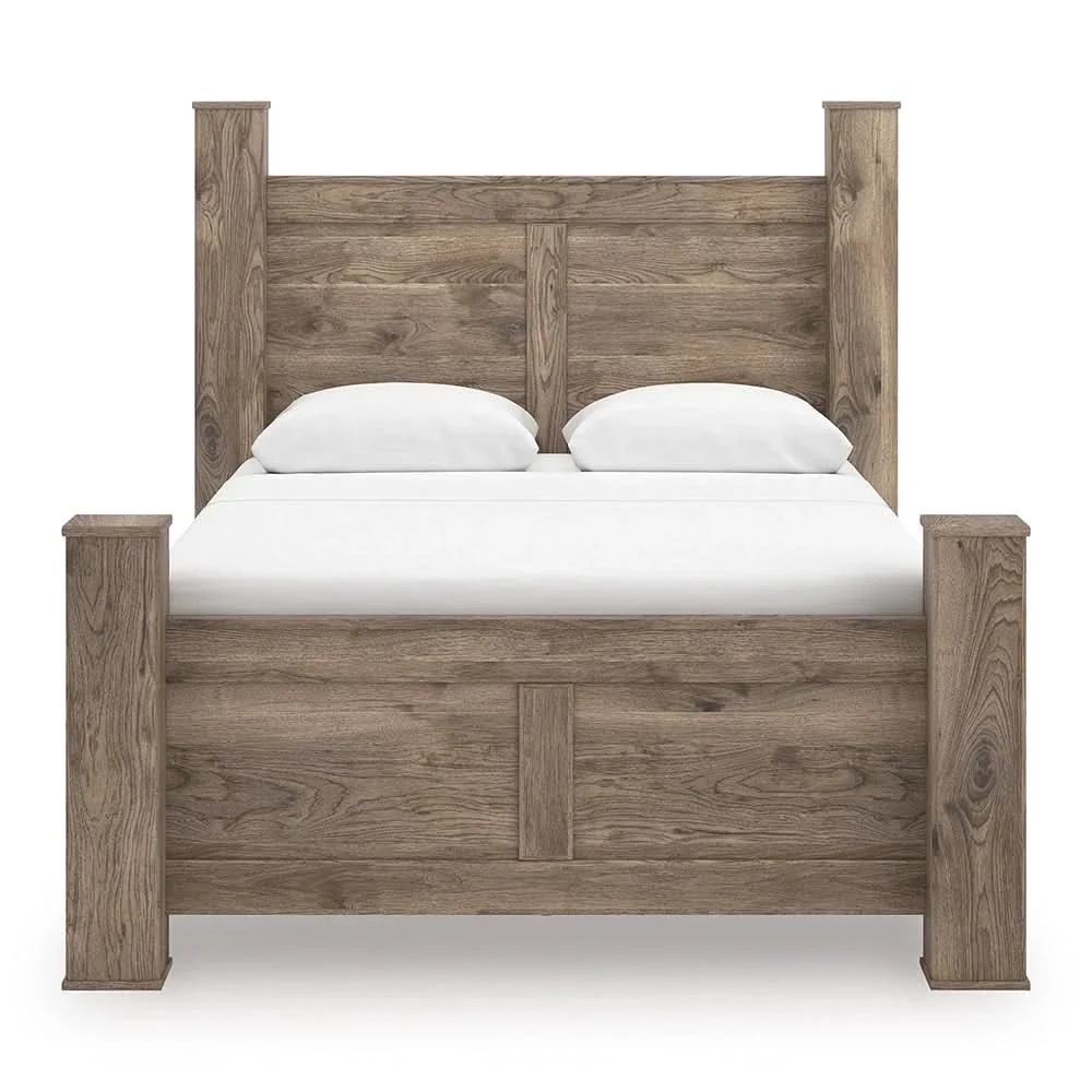 Blake Brown 5PC Bedroom Set with Poster Bed and Hickory Grain Finish - Image 3