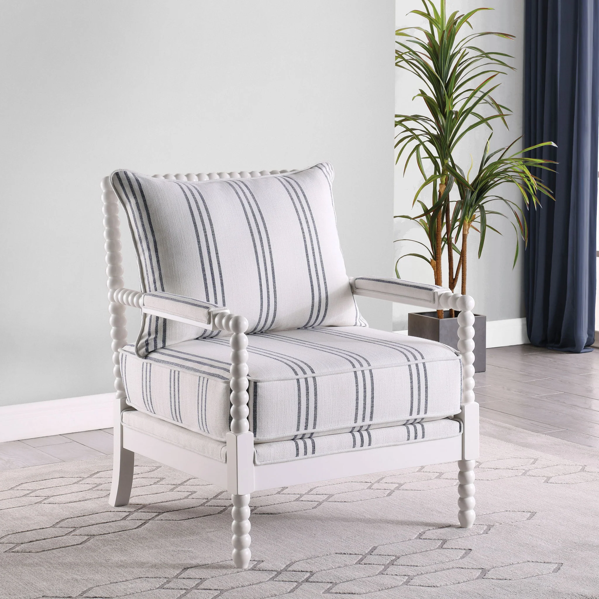 Blanchett Upholstered Bobbin Accent Chair White - Image 2
