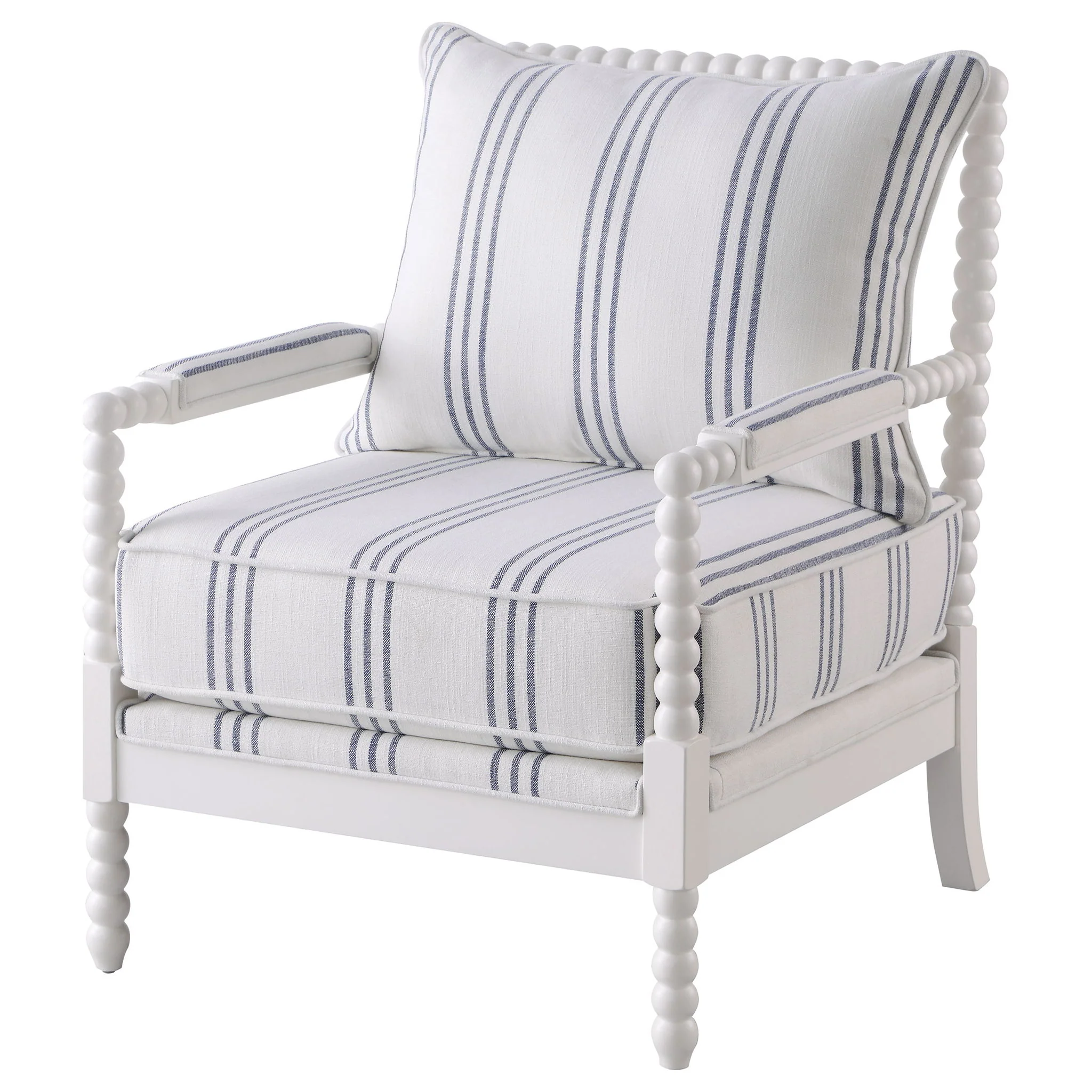 Blanchett Upholstered Bobbin Accent Chair White - Image 3