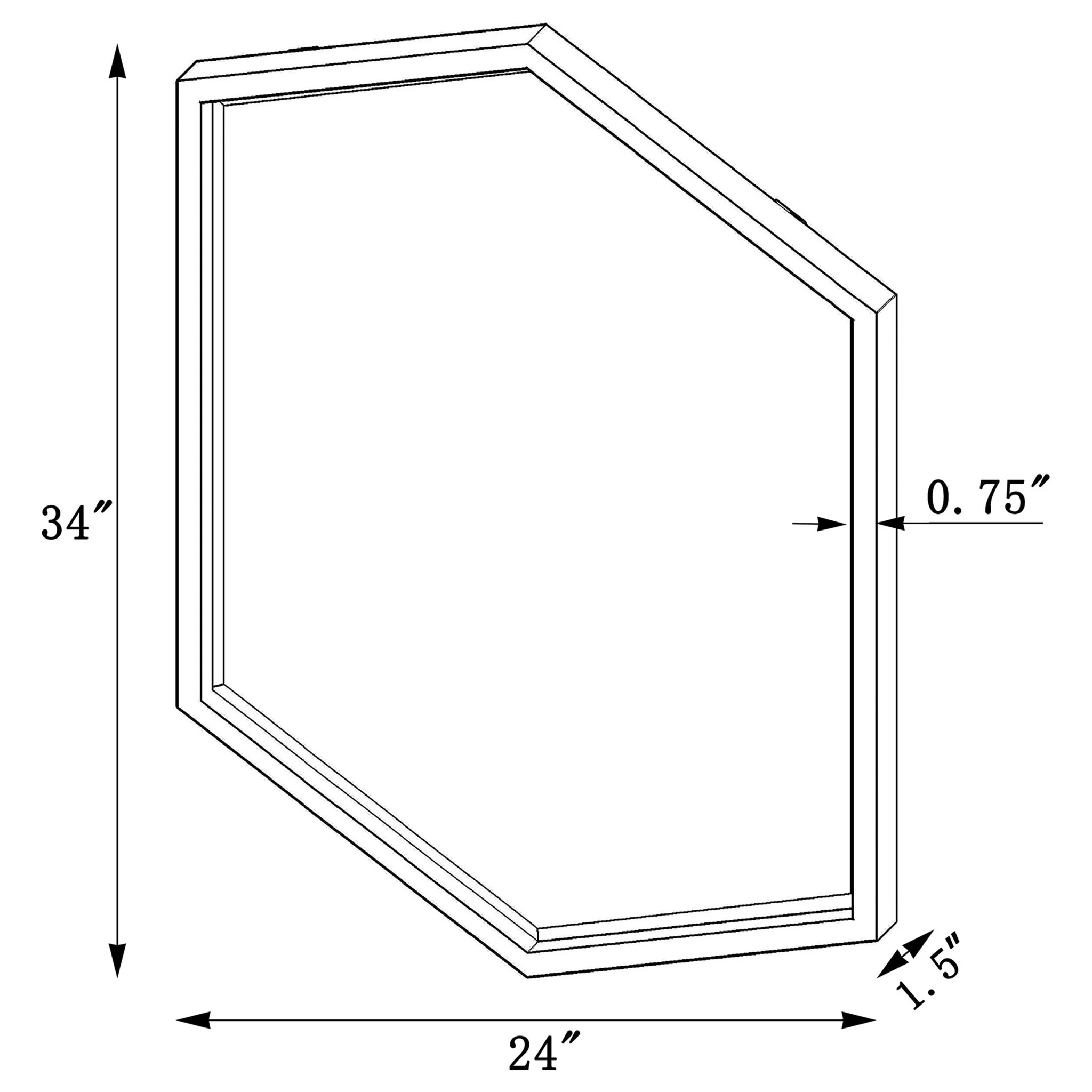 Bledel 24 x 34 Inch Hexagonal Wall Mirror Gold - Image 2