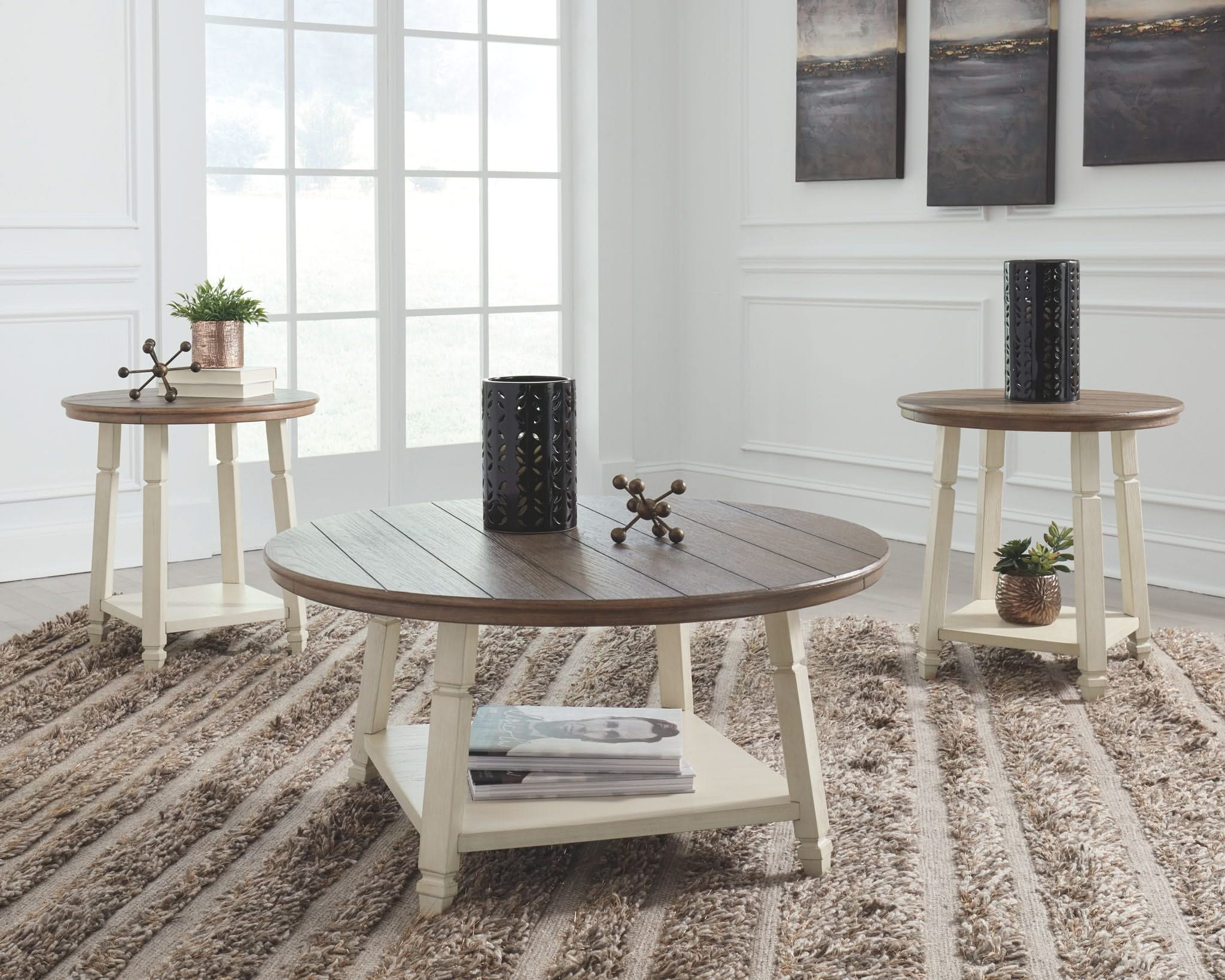 Bolanbrook - Occasional Table Set (Set of 3) - White / Brown / Beige - Image 2