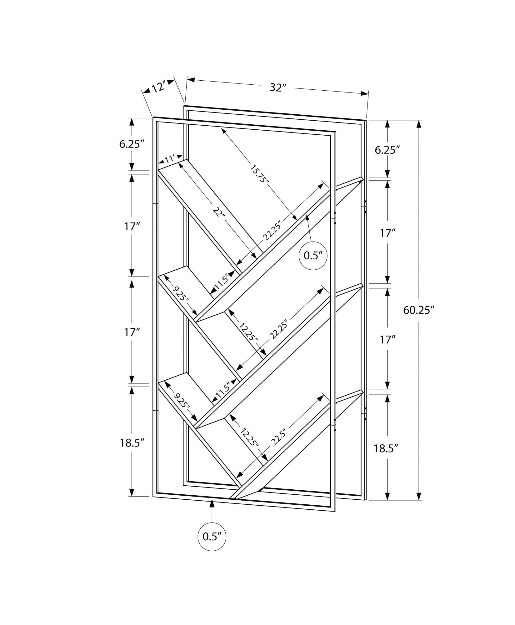 Bookshelf, Bookcase, Etagere, 3 Tier, Office, Contemporary & Modern - Image 11