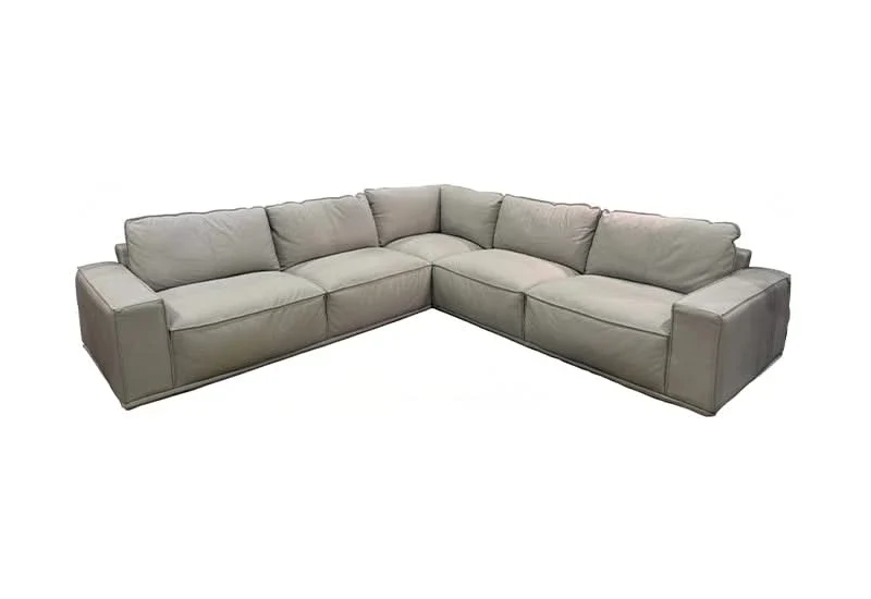 Bordi Taupe Gray Leather 3PC Sectional - Image 3