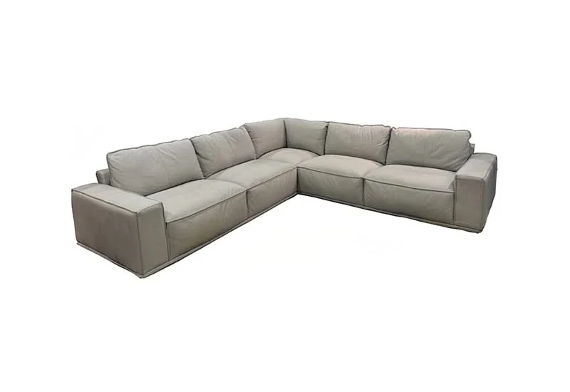Bordi Taupe Gray Leather 3PC Sectional - Image 4