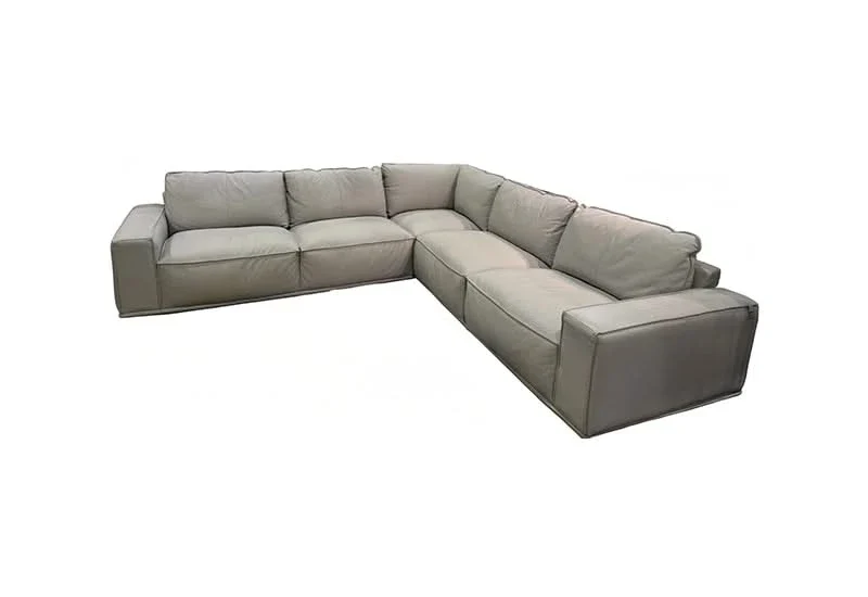 Bordi Taupe Gray Leather 3PC Sectional - Image 5