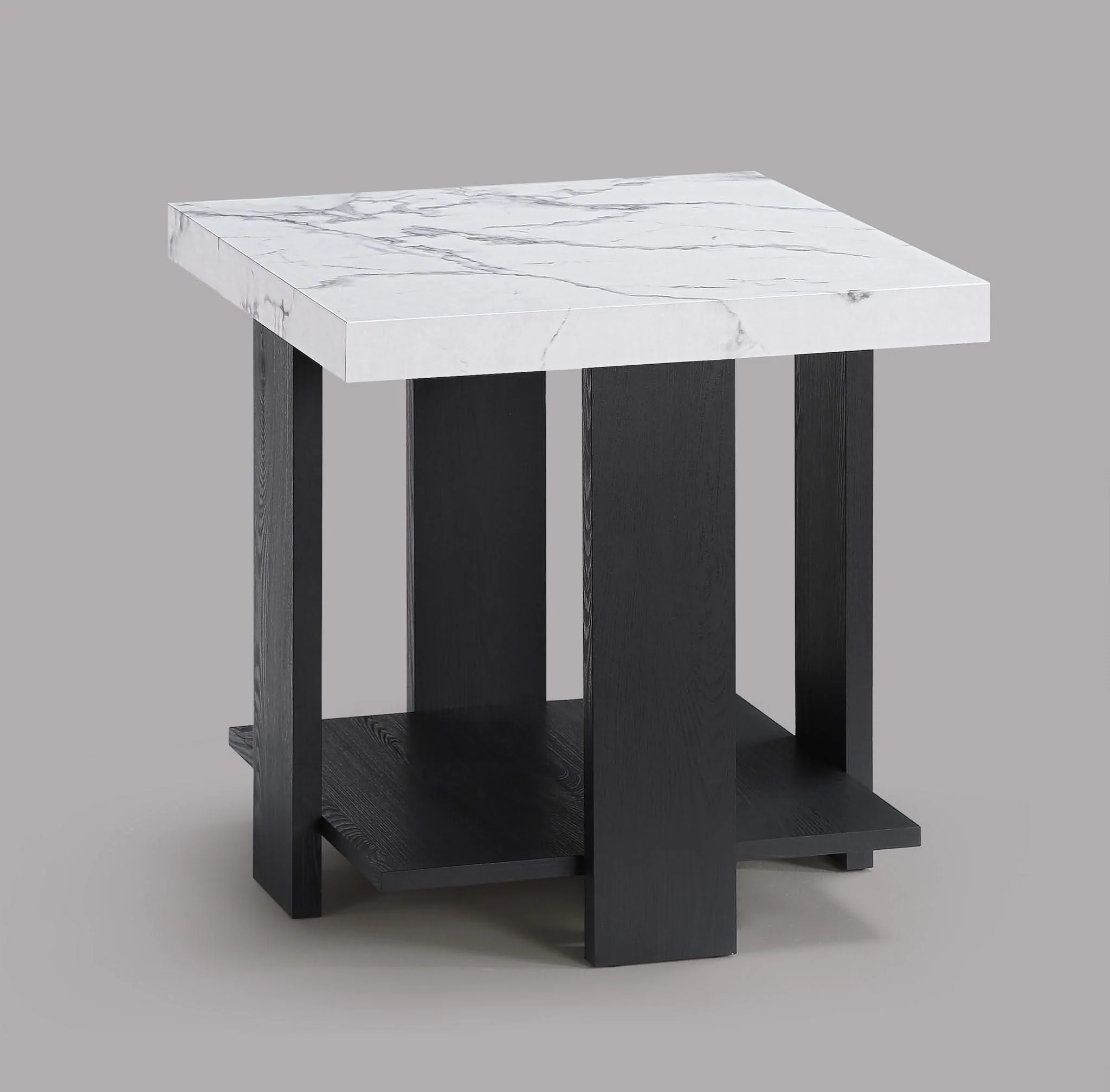 Boris - 3 Piece Faux Marble Cocktail Set - Black / White - Image 2