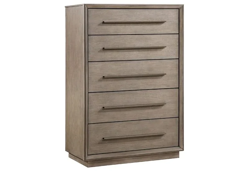 Boulevard Taupe Oak 5 Drawer Chest with Modern Vertical Storage - Image 2
