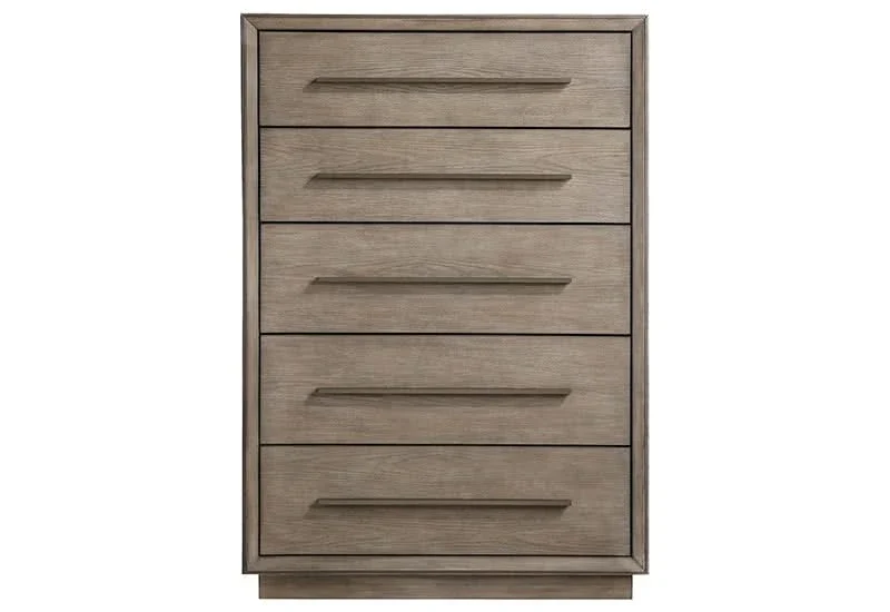 Boulevard Taupe Oak 5 Drawer Chest with Modern Vertical Storage - Image 3